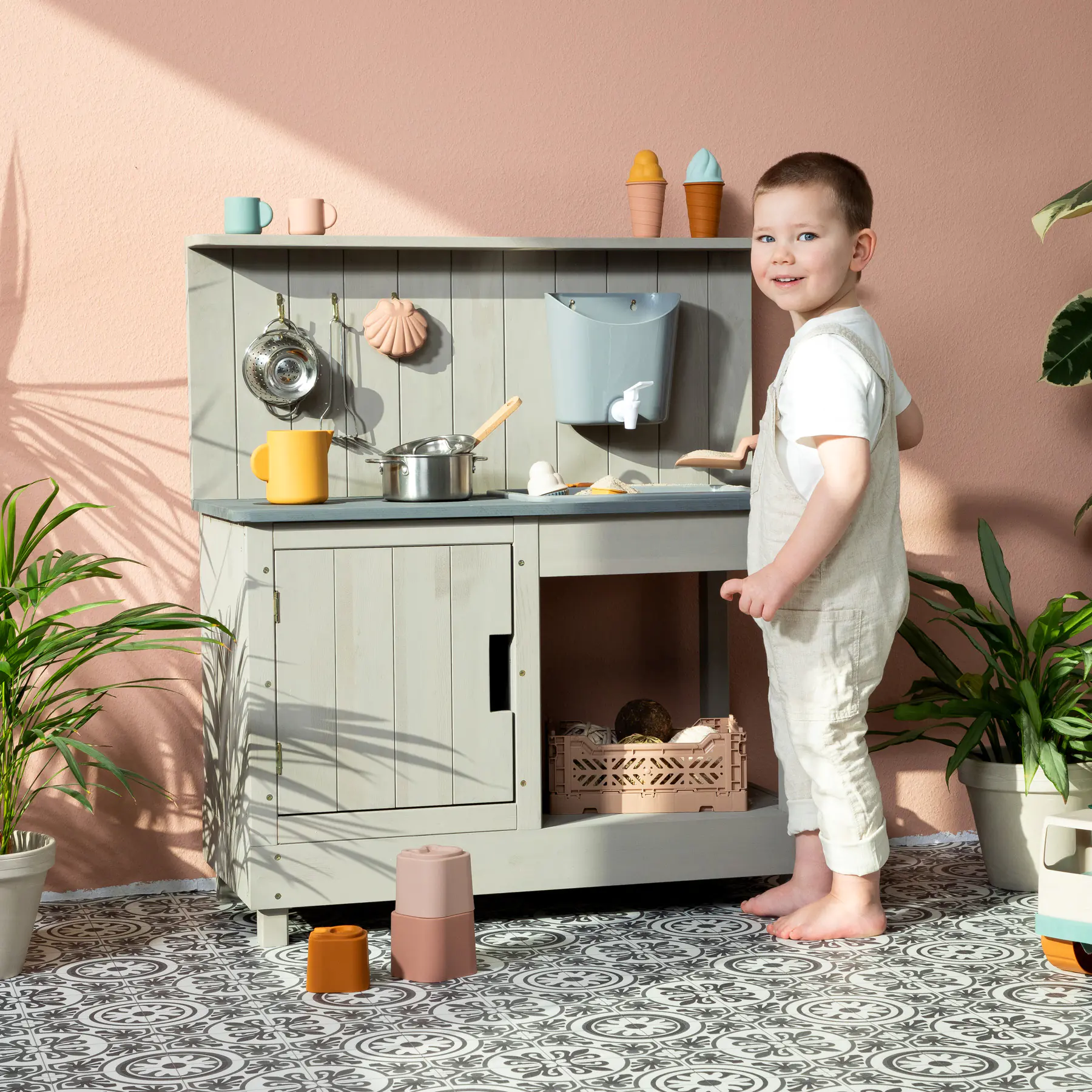 Muddy Buddy Matschküche Mud Expert 80 x 40 x 90 cm warmgrau