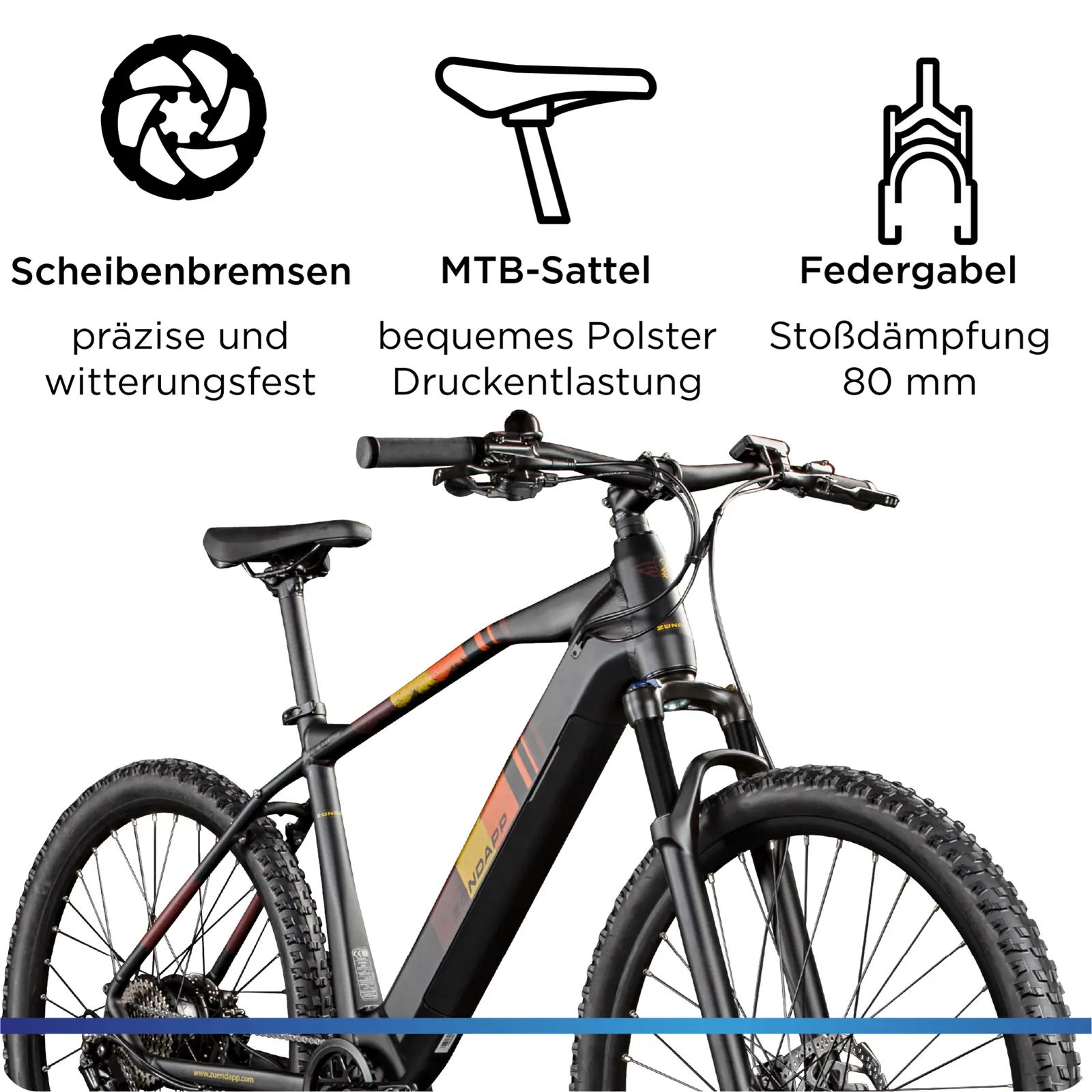 Zündapp E-Bike Z808 MTB 29 Zoll 10-Gang 550 Wh schwarz orange