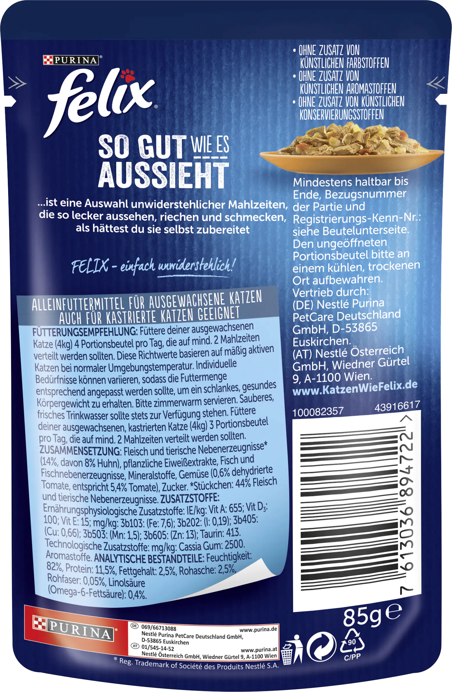 Felix So gut wie es aussieht in Gelee mit Huhn & Tomate 85 g