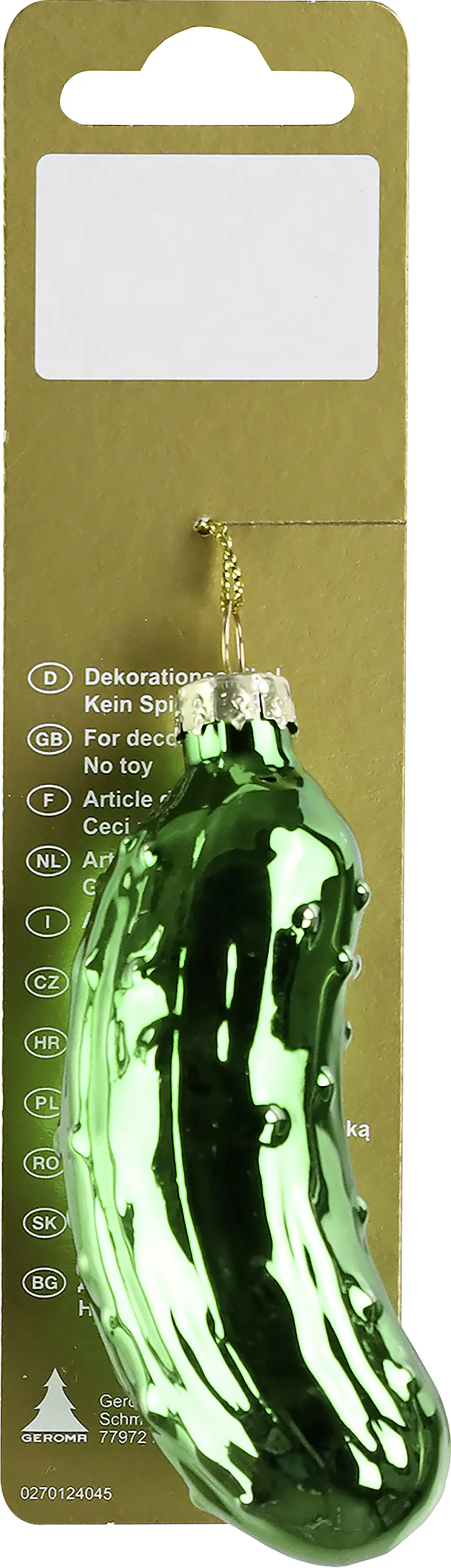 Weihnachtsanhänger Gurke aus Glas 9 cm grün glänzend 1 Stück