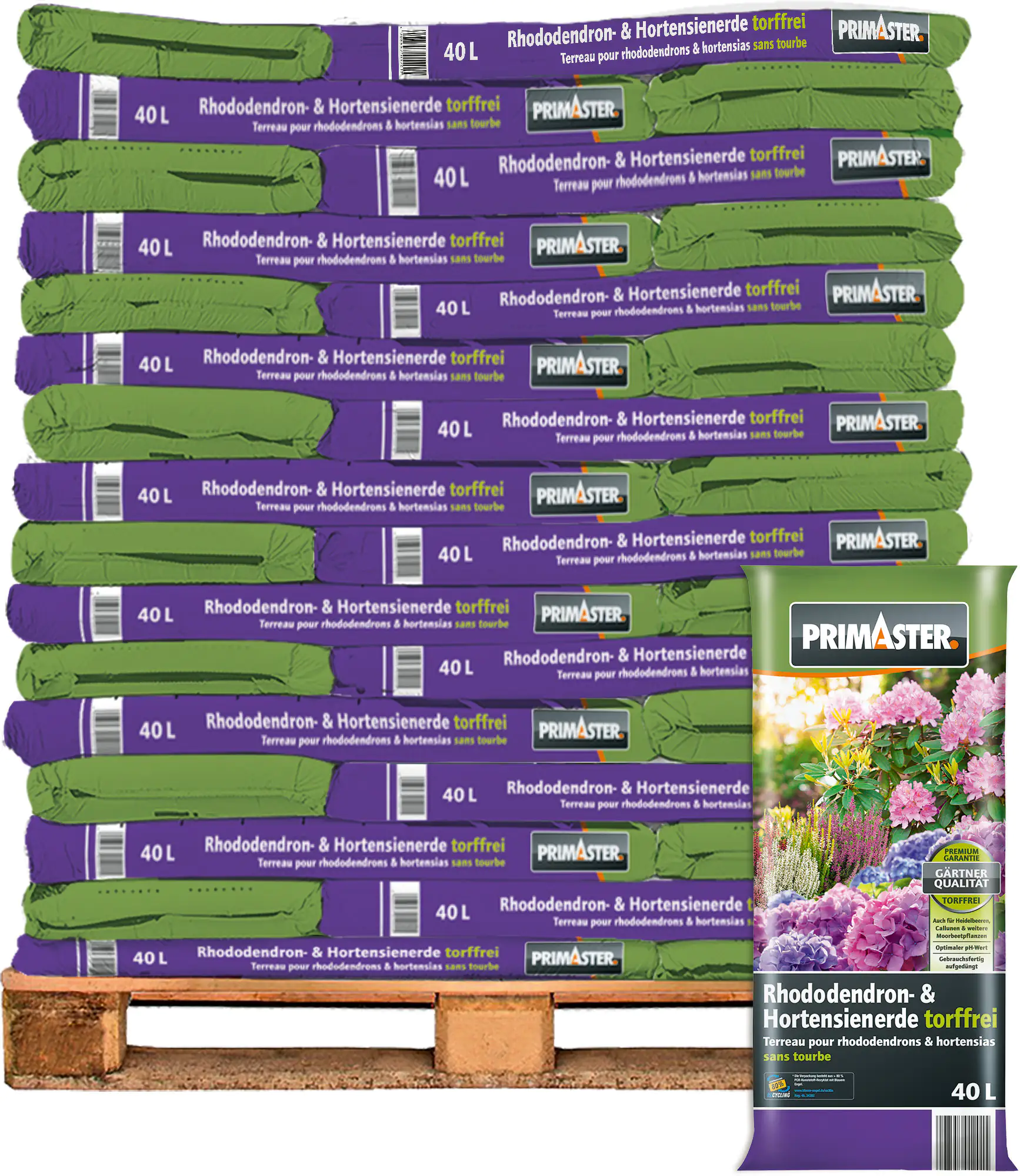 Primaster Hortensien und Rhododendron Erde torffrei 40 L - Palettenabnahme 51 Pack Primaster Hortensien und Rhododendron Erde torffrei 40 L - Palettenabnahme 51 Pack