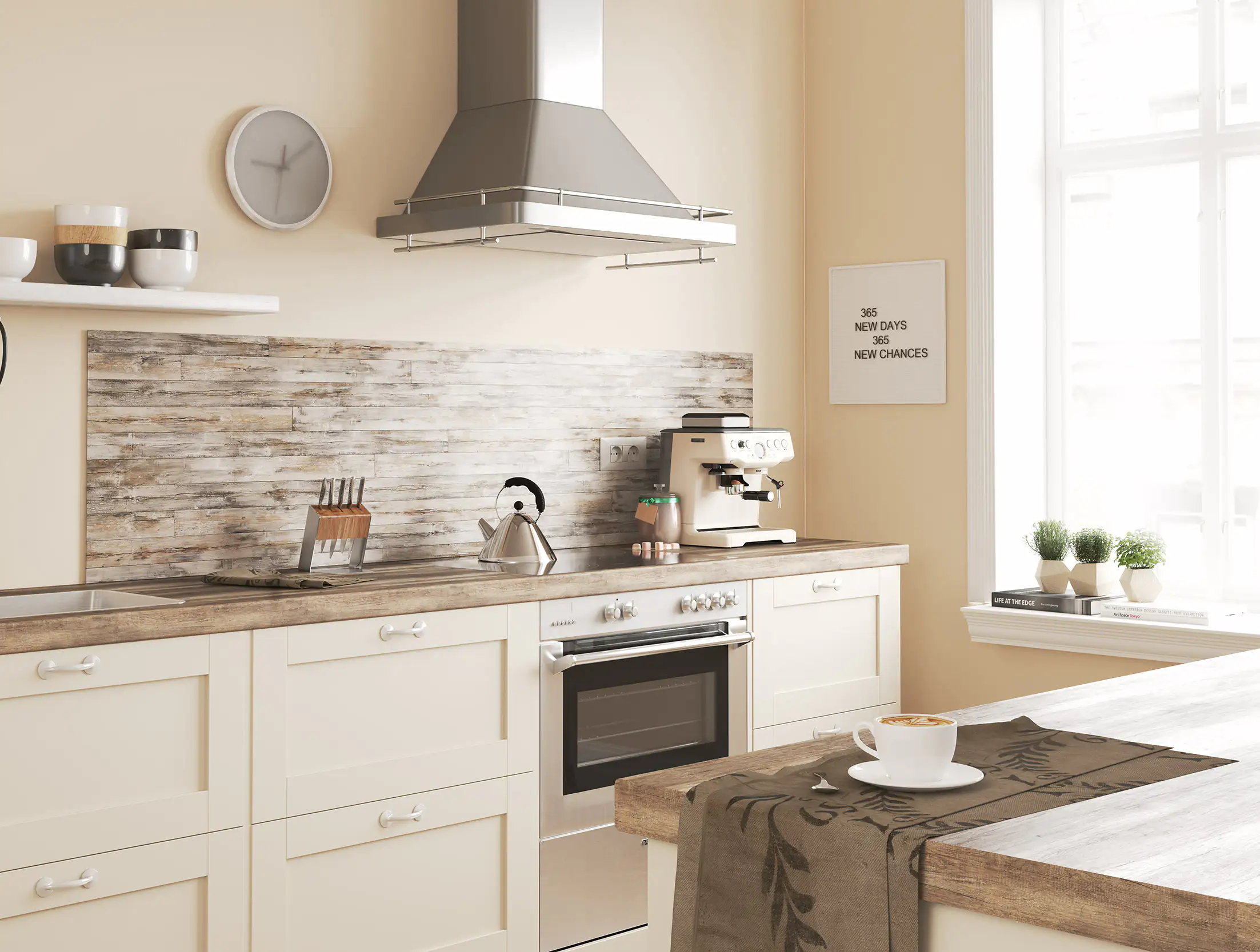 Küchenrückwand WandArt easy 200 x 58,5 cm, 3 mm, cottage planks