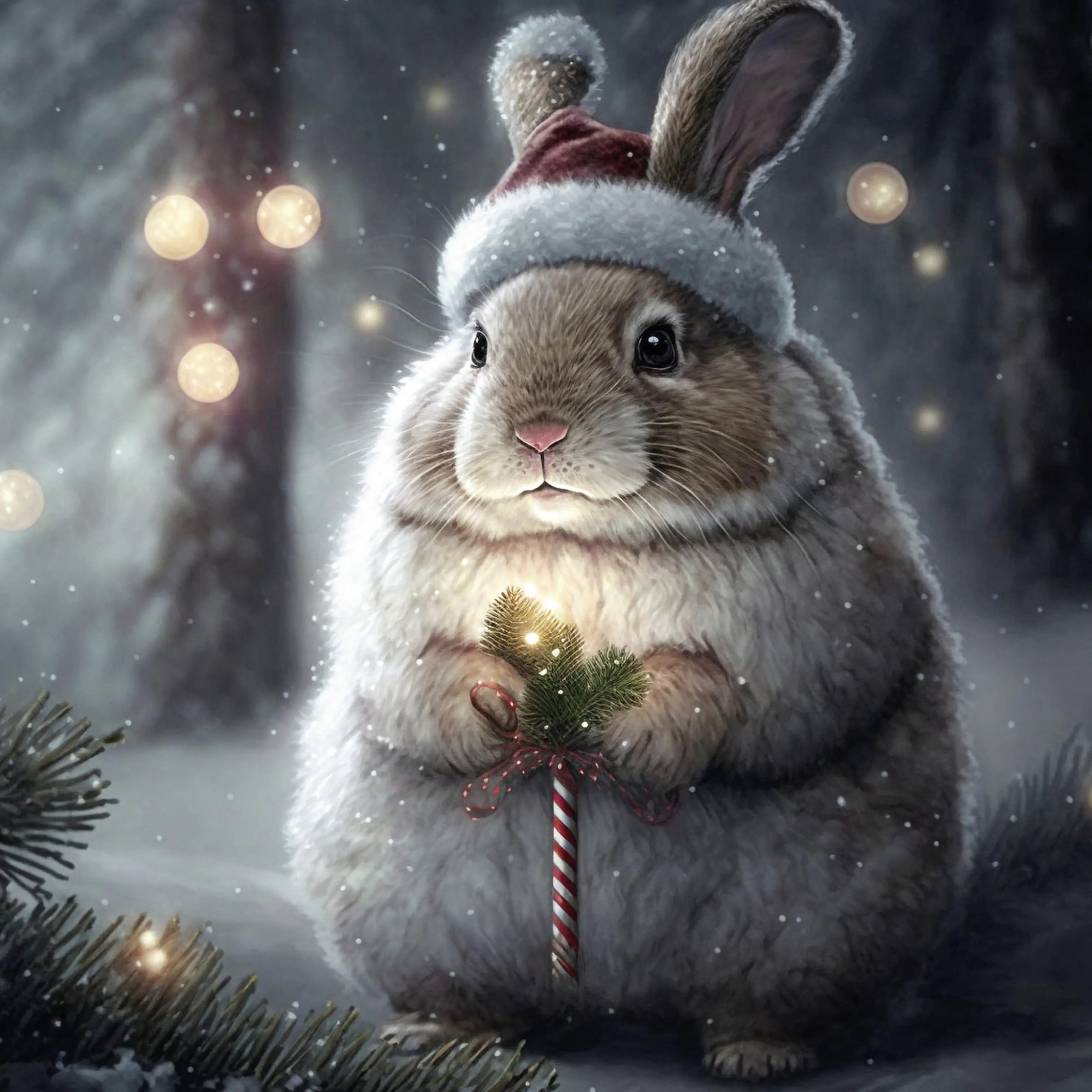 Keilrahmenbild weinhachtliche Hasen 25 x 25 cm 3 Stück