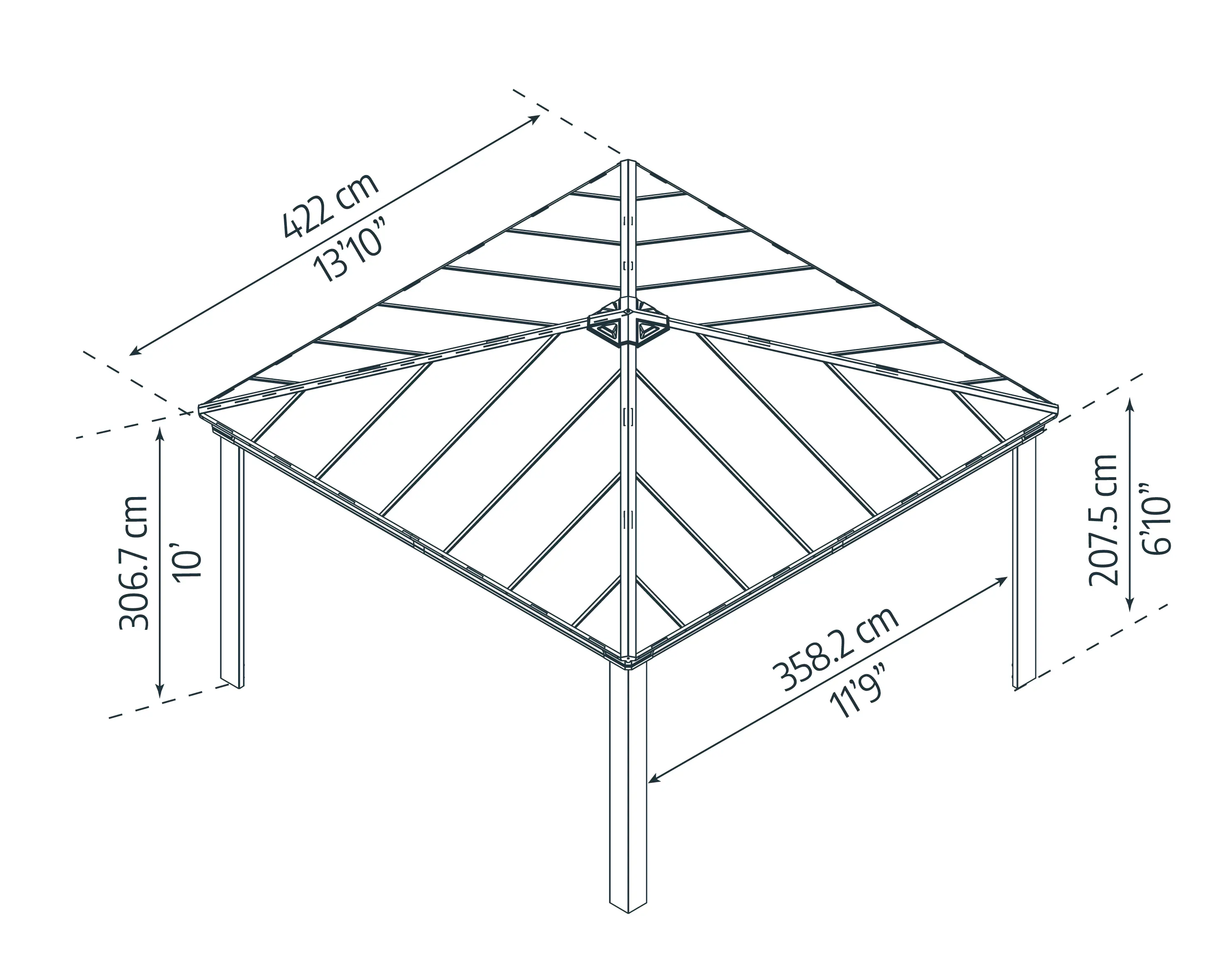 Canopia Carport Colorado 14x14  Grau Alu 426 x 425 cm Canopia Carport Colorado 14x14  Grau Alu 426 x 425 cm