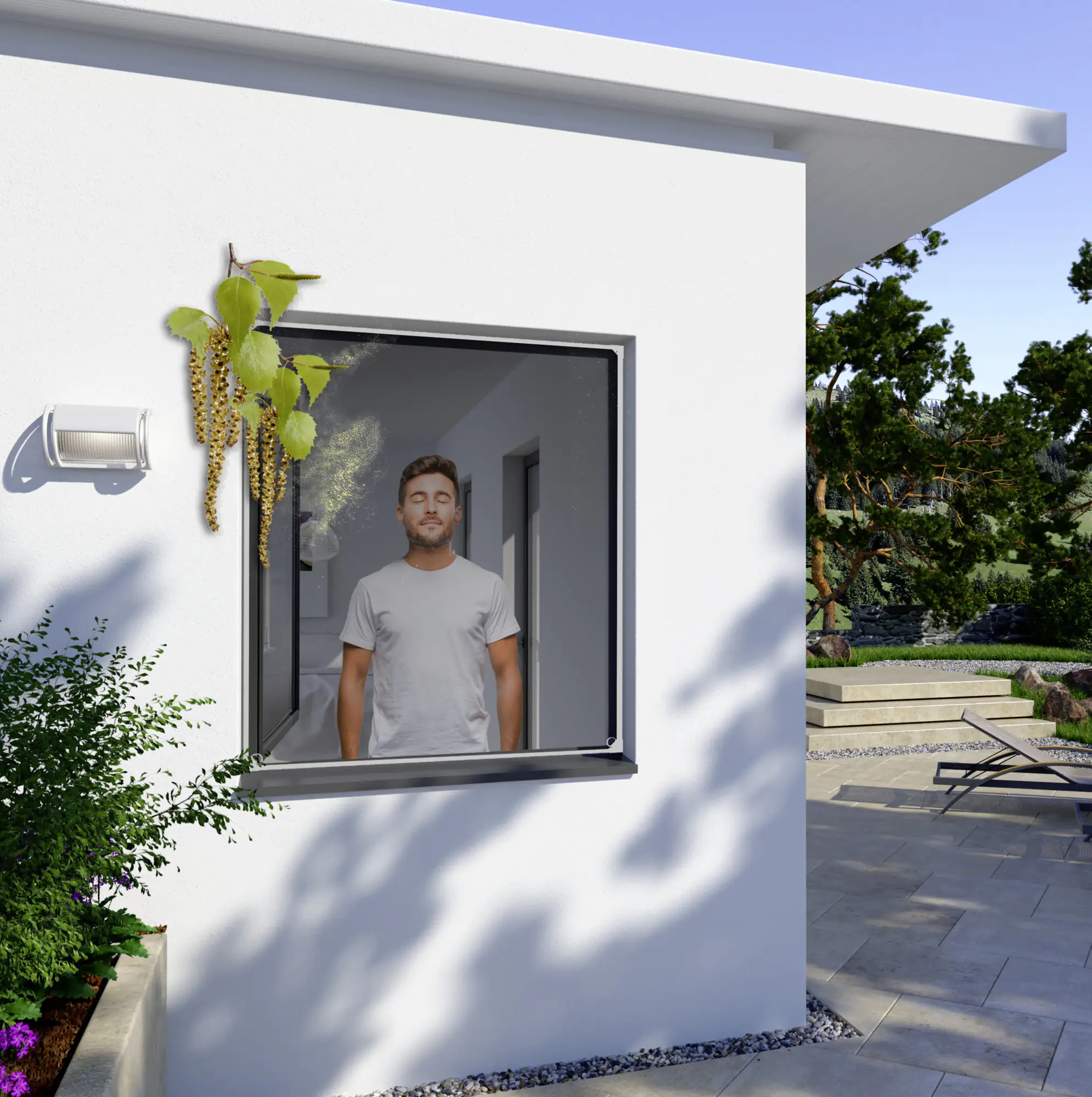 Windhager Pollenschutz-Magnetfenster 100 x 120 cm grau/weiß kürzbar