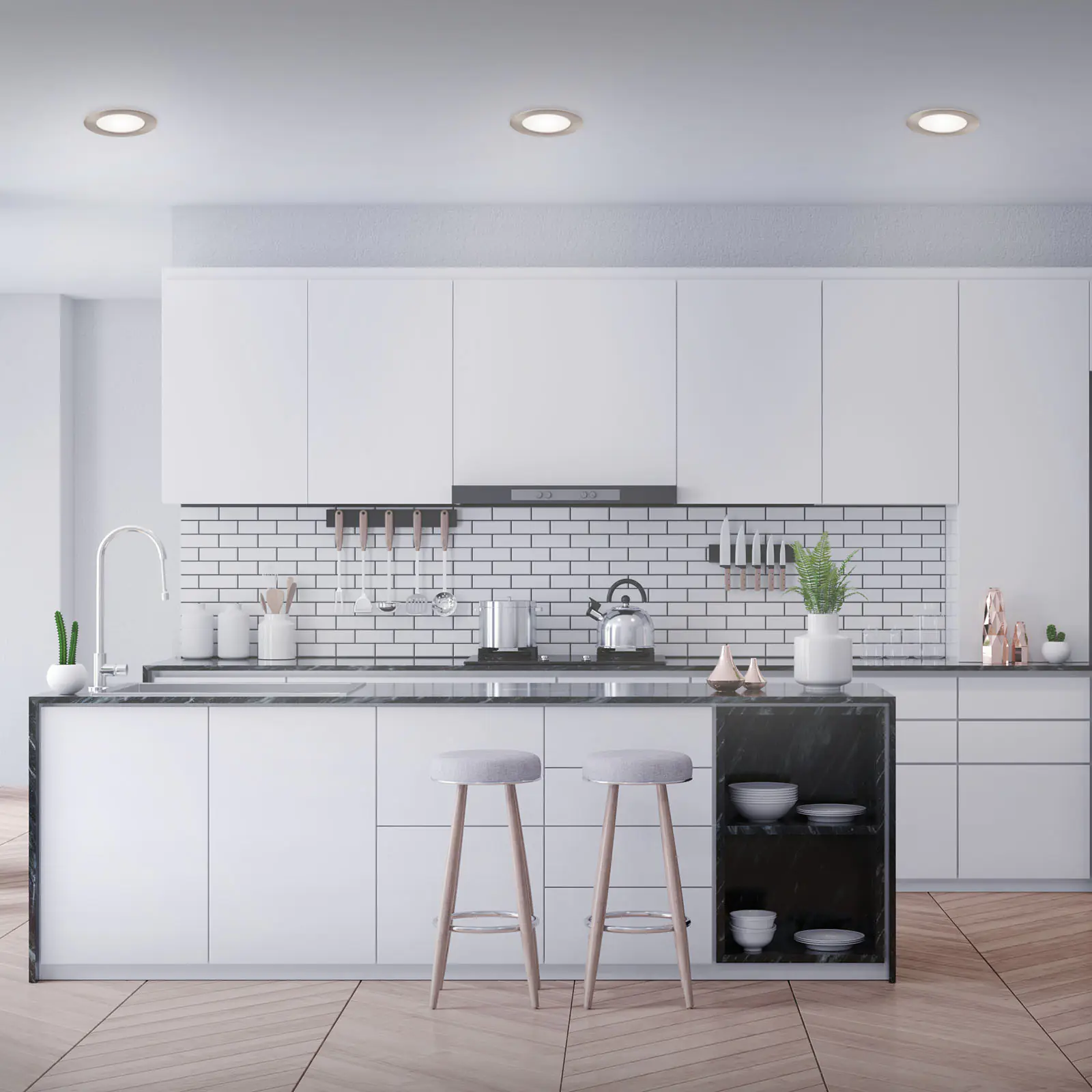 Di-Ka LED Einbauleuchte Flat-In 3er Set nickel-matt Ø 12 cm 7W Di-Ka LED Einbauleuchte Flat-In 3er Set nickel-matt Ø 12 cm 7W