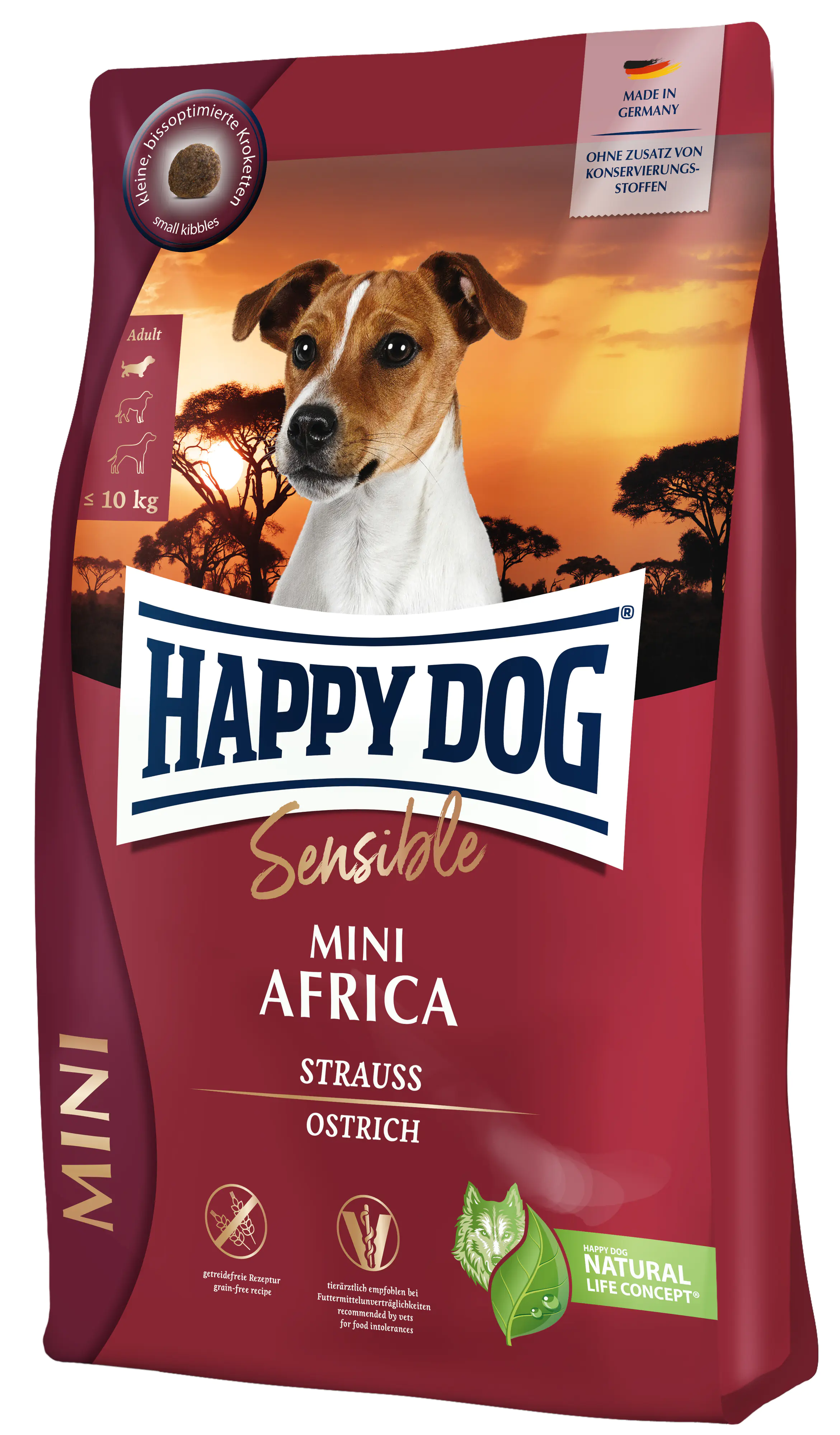 Happy Dog Trockenfutter Sensible Mini Africa Strauß 300 g