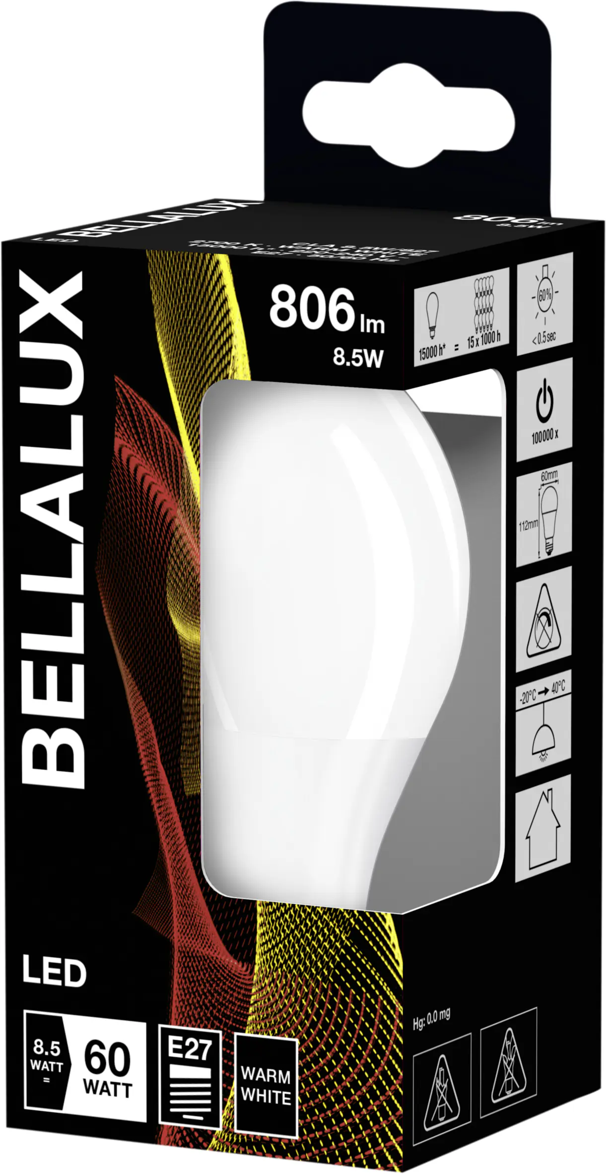 Bellalux LED Leuchtmittel Klassik A60 E27 8 W warmweiß weiß matt 