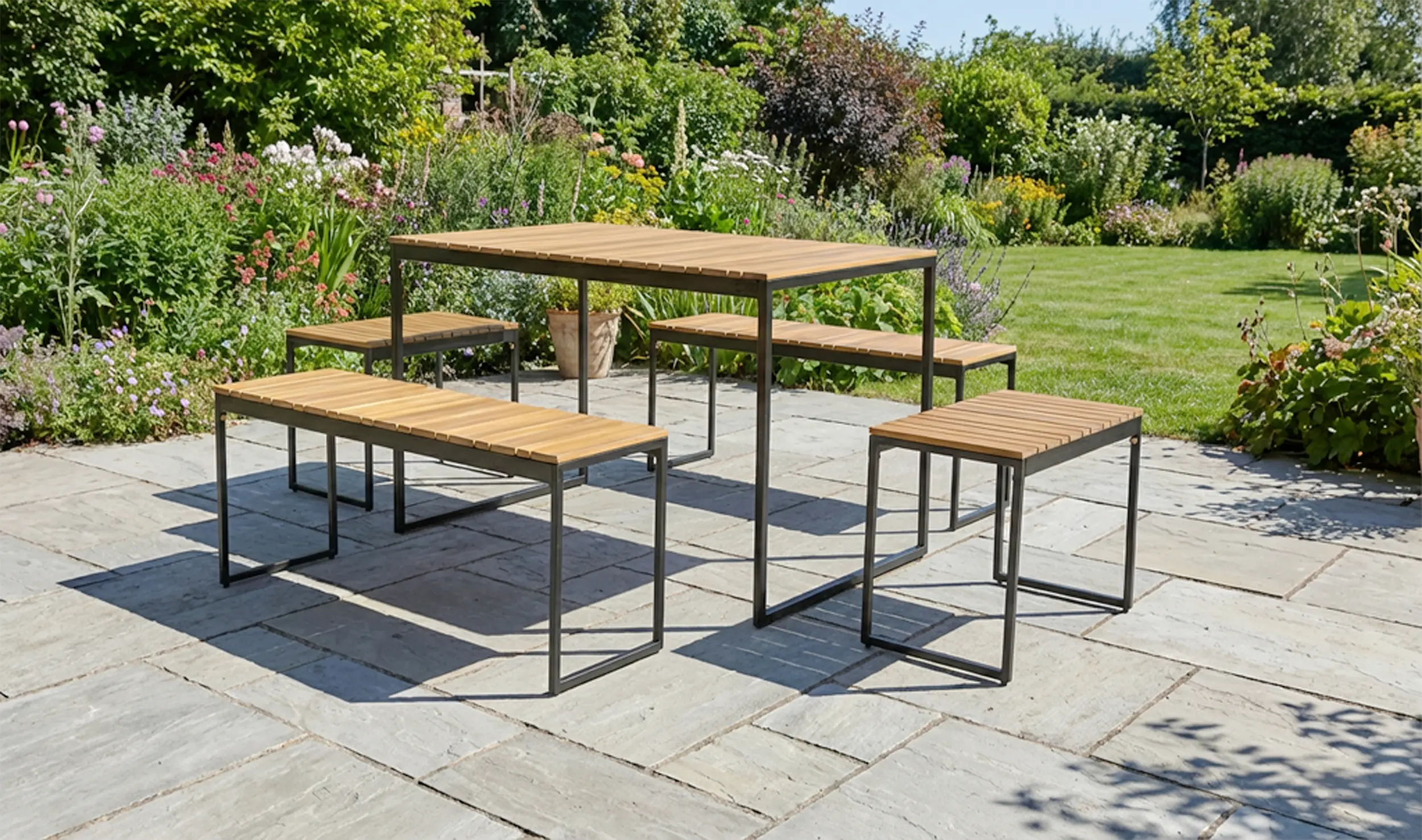 Primaster Bistro-Set Palma Aluminium/Holz