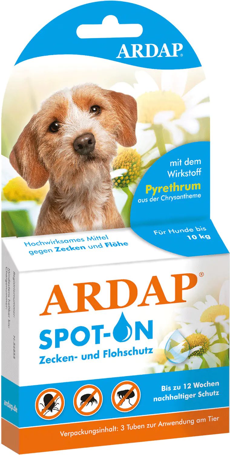 ARDAP Spot On Floh- und Zeckenschutztropfen für Hunde unter 10 kg 3 x 1 ml ARDAP Spot On Floh- und Zeckenschutztropfen für Hunde unter 10 kg 3 x 1 ml