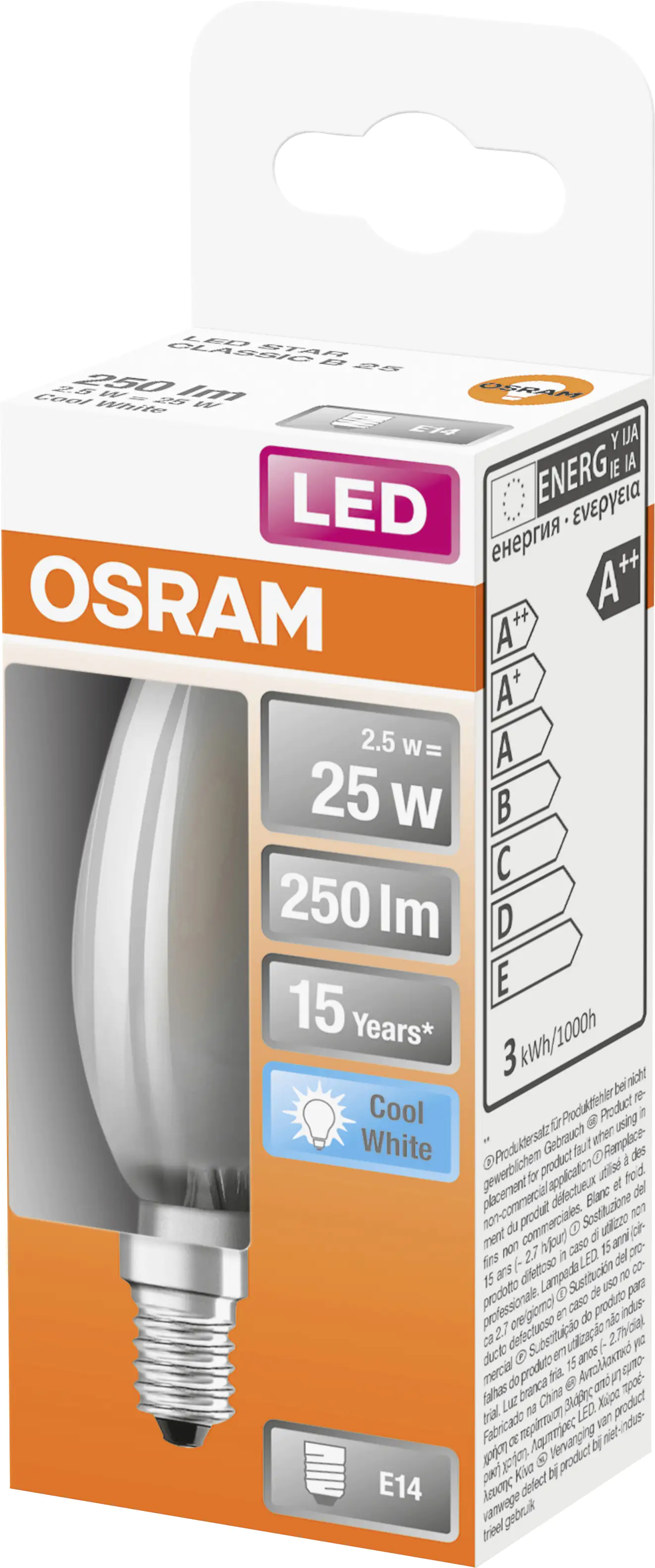 Osram LED Leuchtmittel Star Classic B 40 E14 2,5W neutralweiß, weiß matt