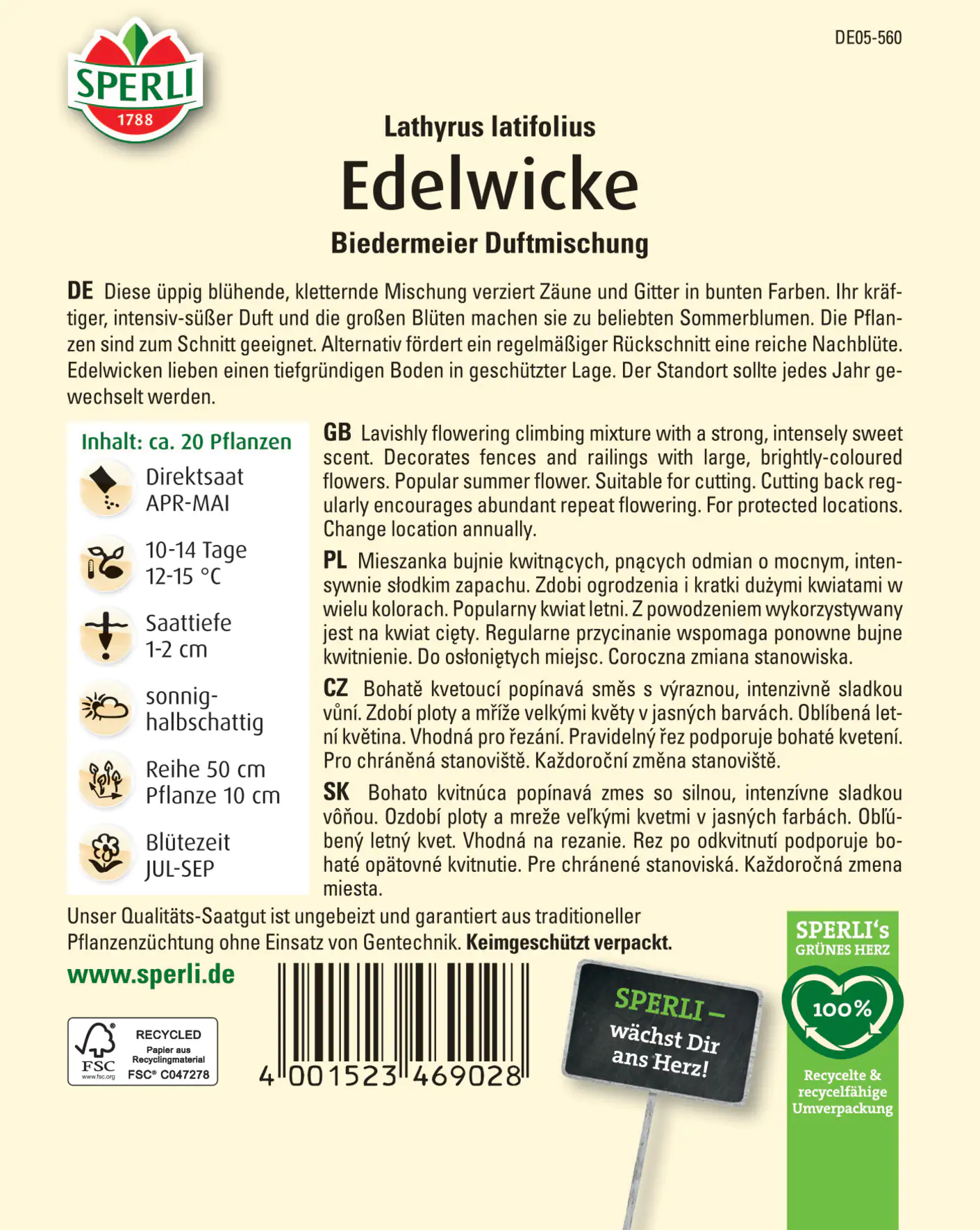 Sperli Edelwicke Biedermeier Duft Mischung