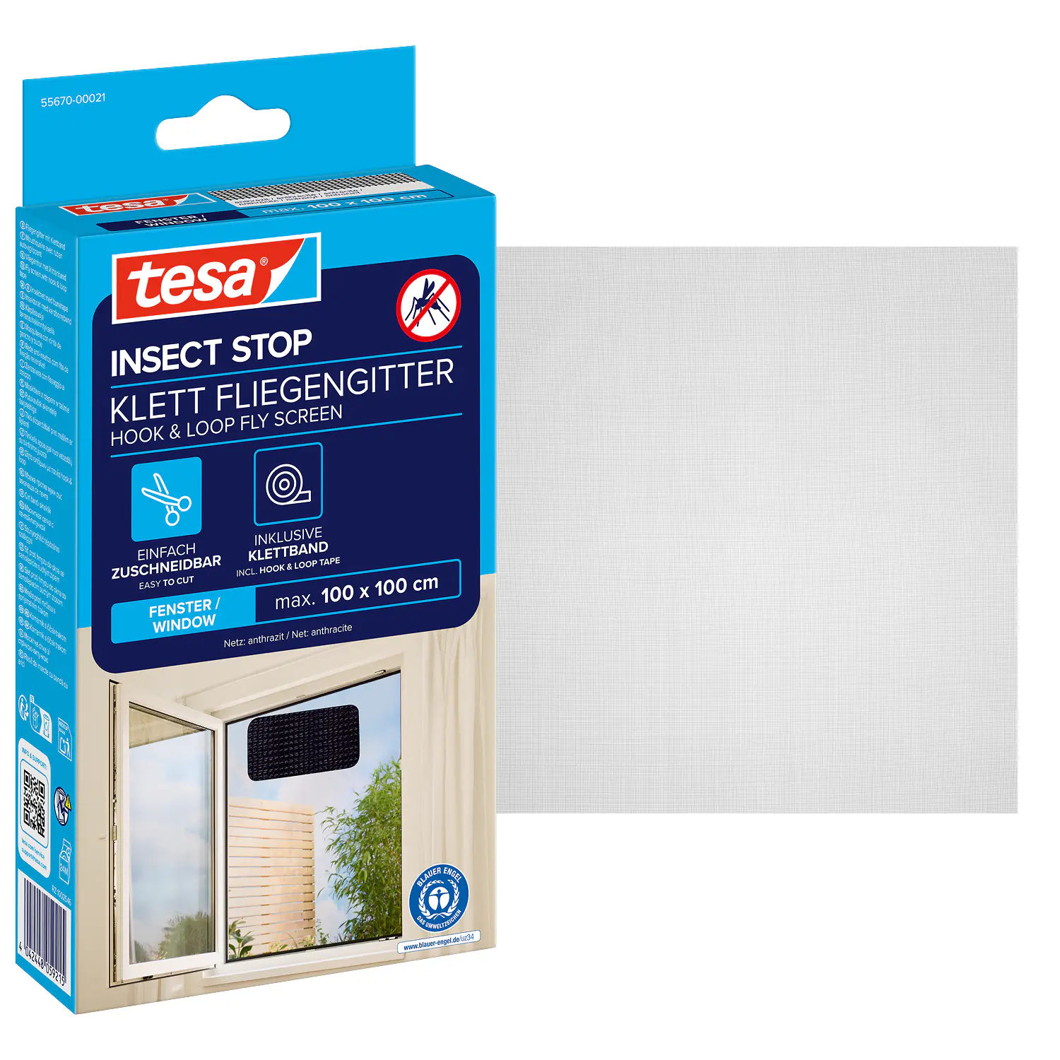 tesa Fliegengitter 100 x 100 cm anthrazit individuell kürzbar