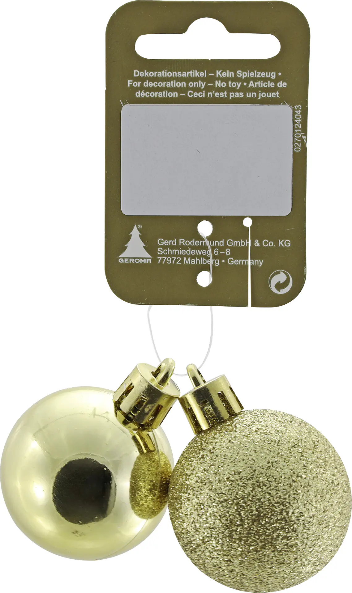 Weihnachtskugeln aus Kunststoff Ø 4 cm gold 2 Stück