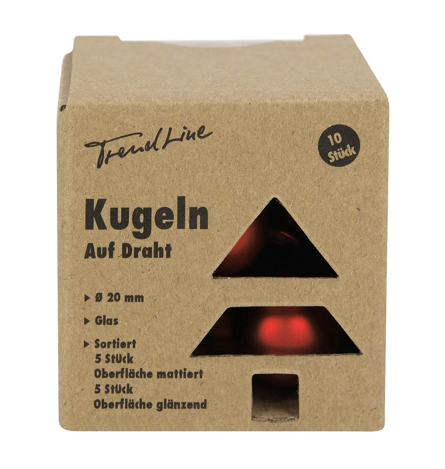 TrendLine Weihnachtskugeln aus Glas auf Draht Ø 2 cm ochsenblut 10 Stück
