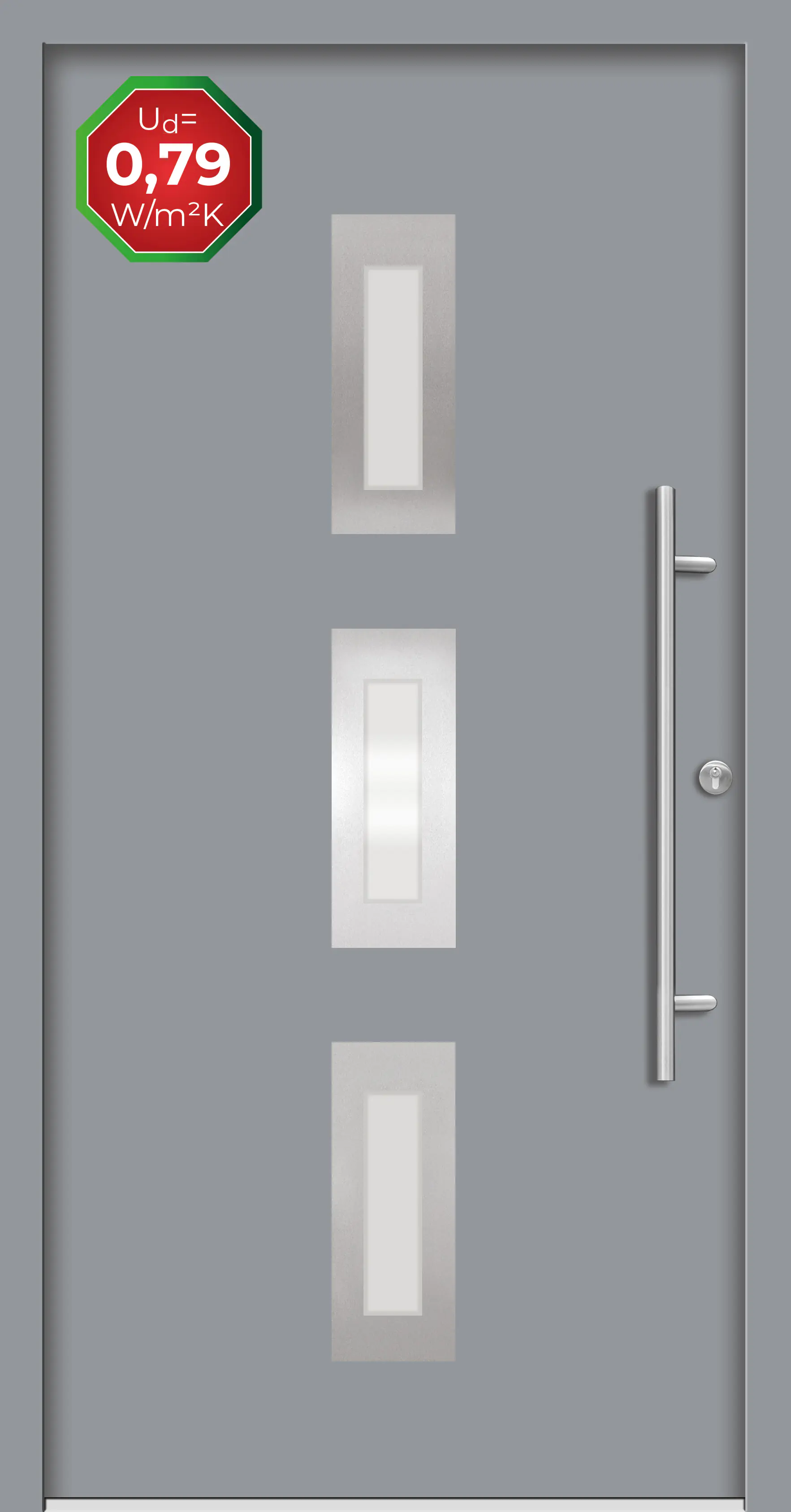 Splendoor Haustür Passivedoor Premium B02 Grau DIN Rechts 100 x 210 cm