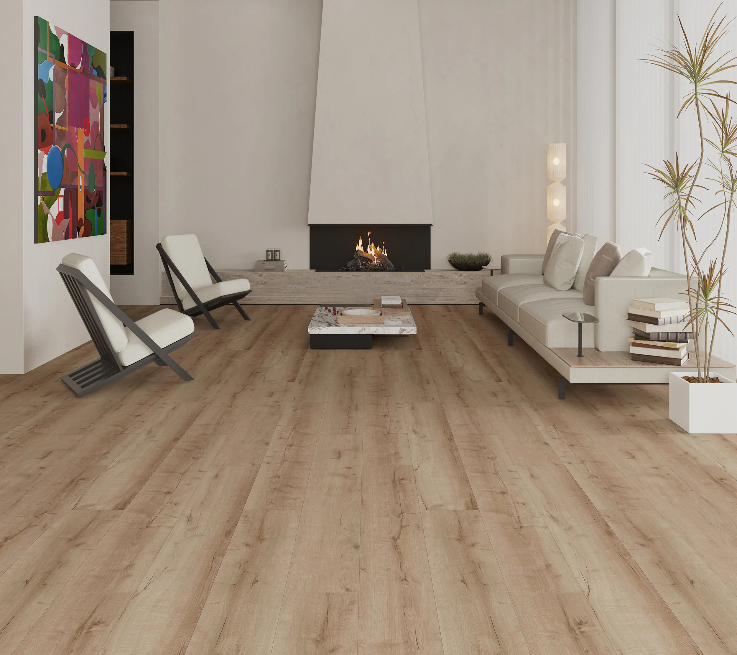 Decoflooring Vinylboden mit Trittschalldämmung  Landhausdiele Eiche Plaza