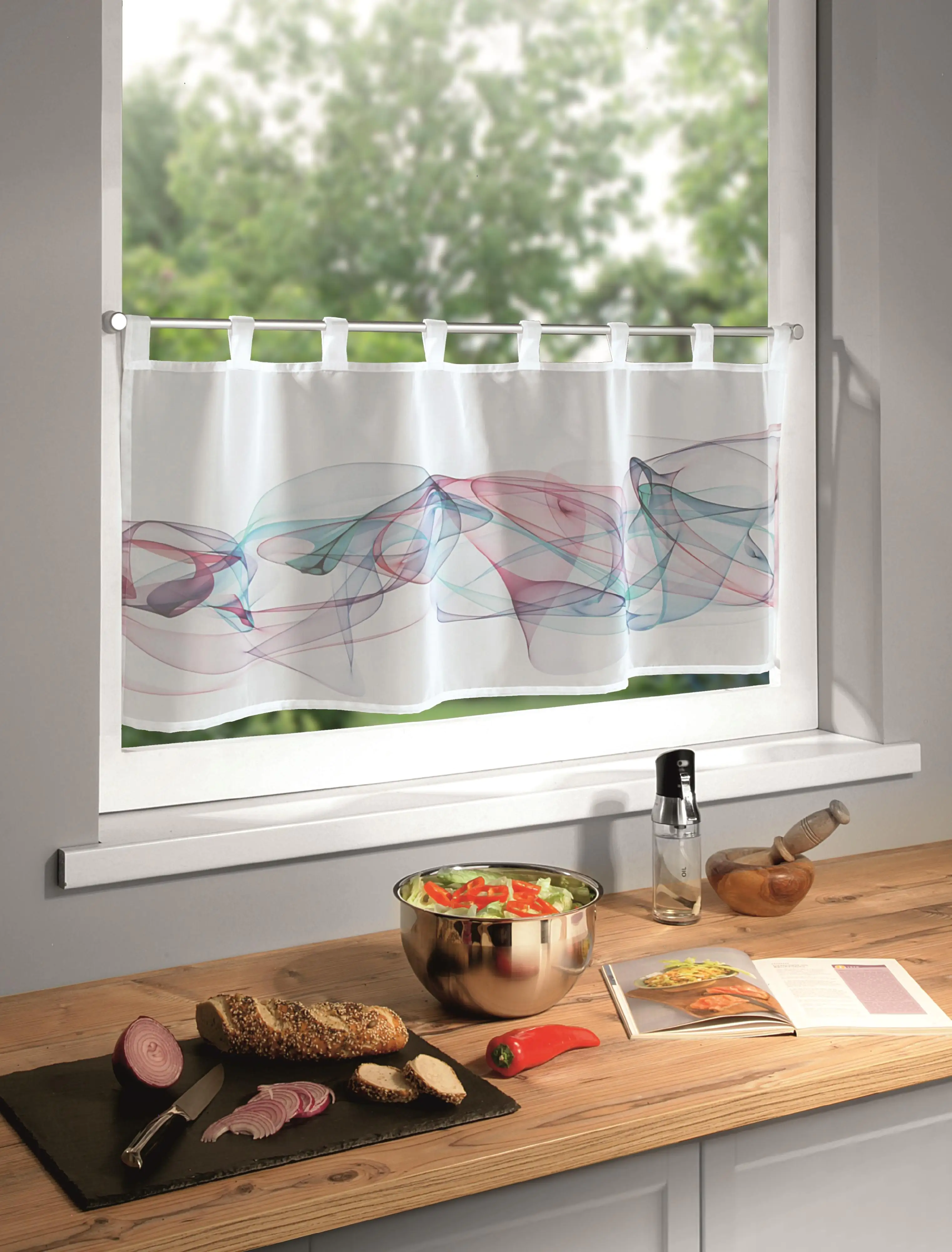 Neusser Collection Schlaufenpanneau Patrica blau-rot, 45 x 120 cm