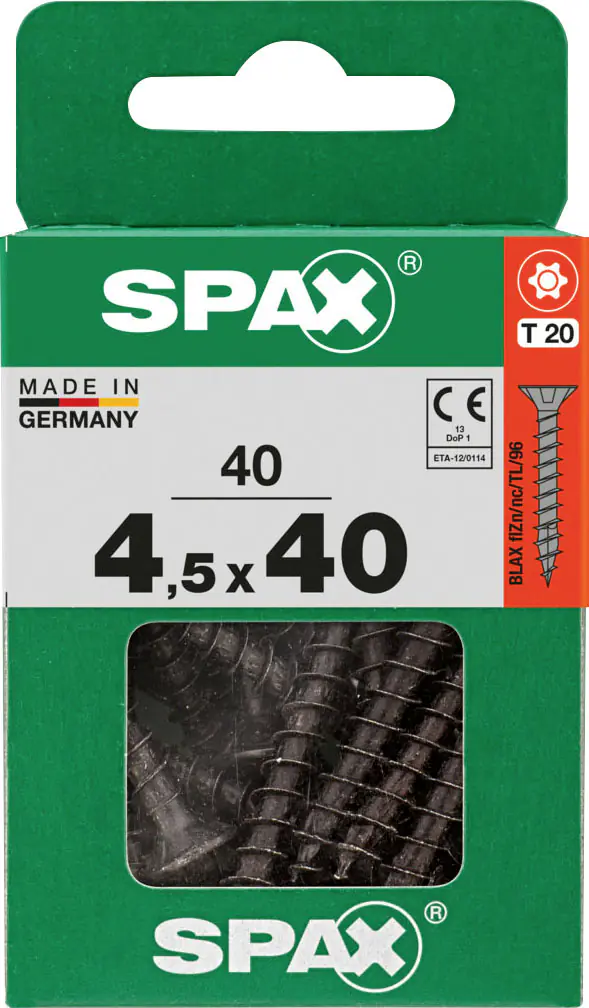 Spax Universalschrauben 4,5 x 40 mm T20 Vollgewinde - 40 Stk.  Spax Universalschrauben 4,5 x 40 mm T20 Vollgewinde - 40 Stk.