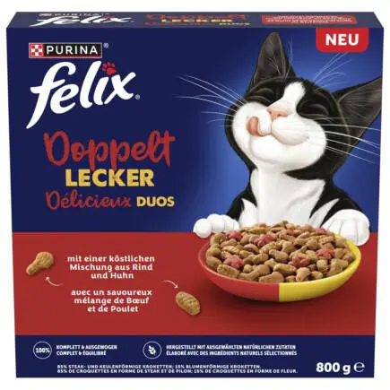 Felix Doppelt Lecker Katzentrockenfutter 800 g Rind & Huhn mit rote Beete