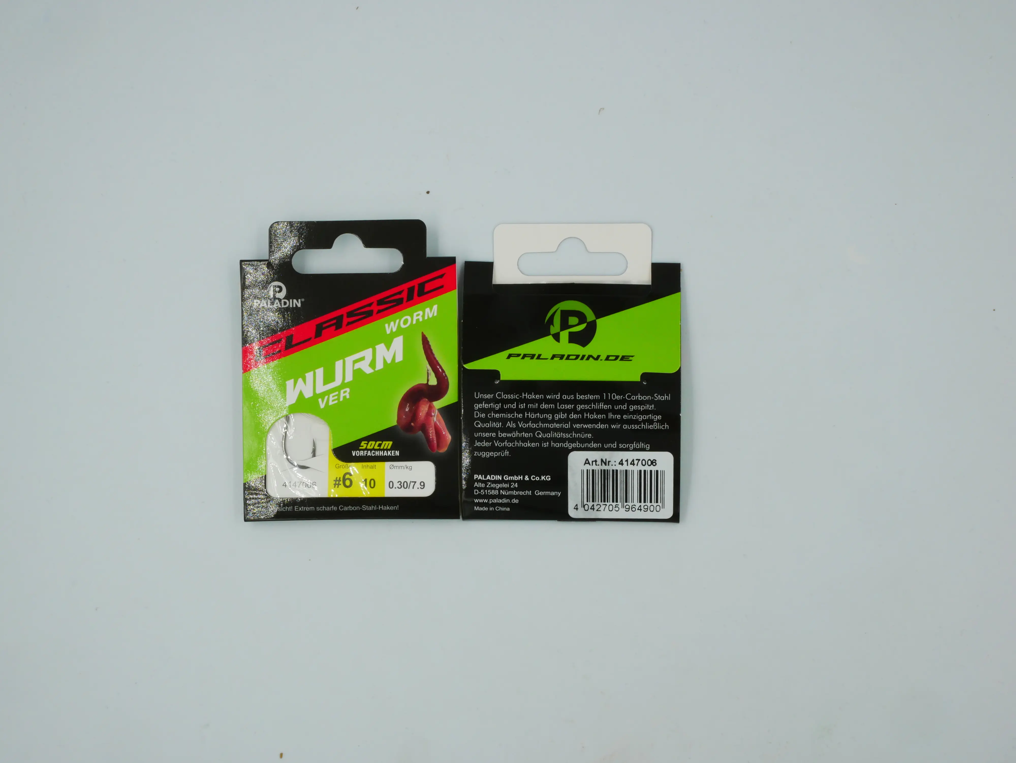 Paladin Wurmhaken gebunden Größe 6 50 cm 10 Stück gunsmoke 