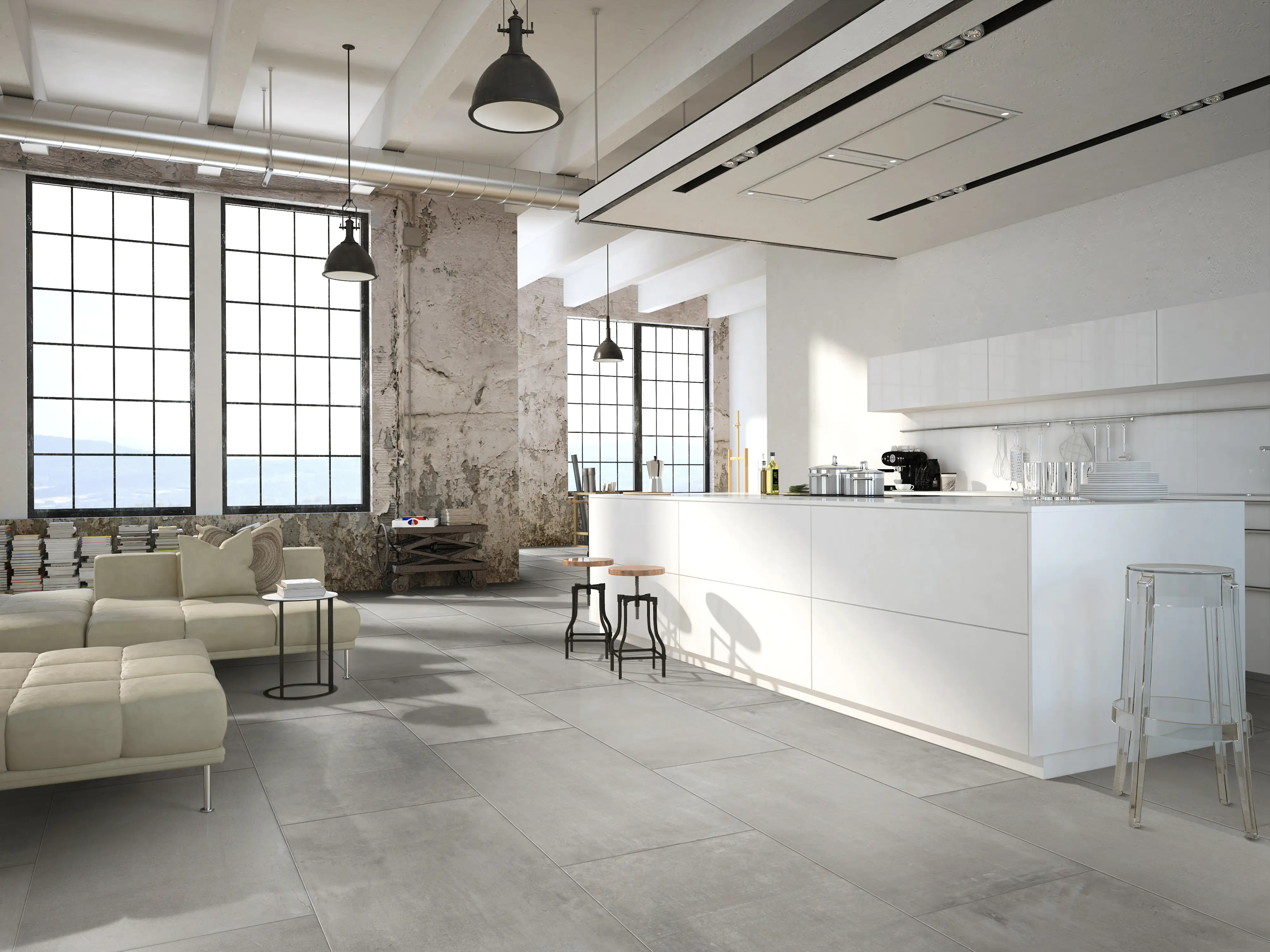 Wand- und Bodenfliese Feinsteinzeug Infinity 60 x 120 cm grau