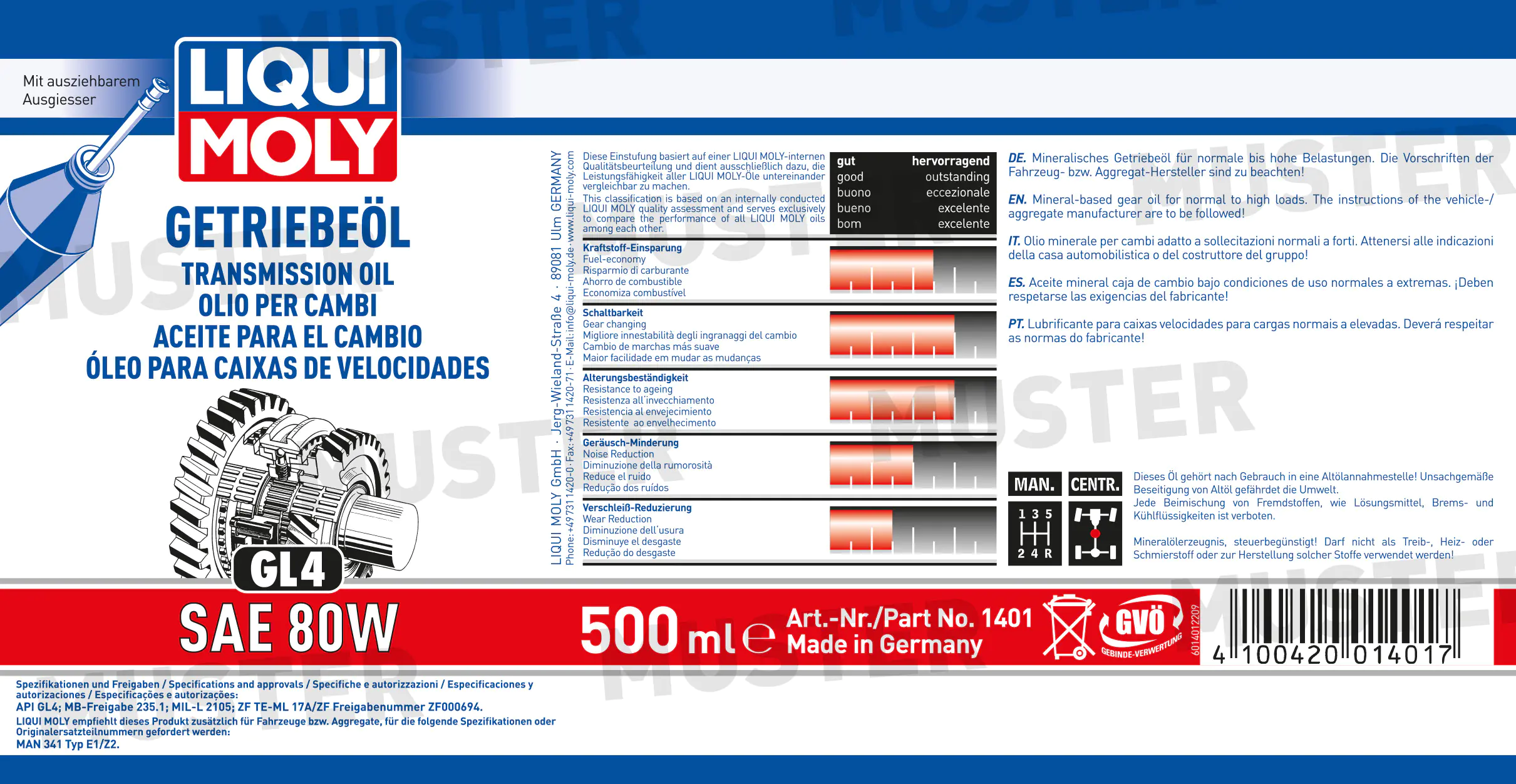Liqui Moly Getriebeöl GL4 80W 500 ml