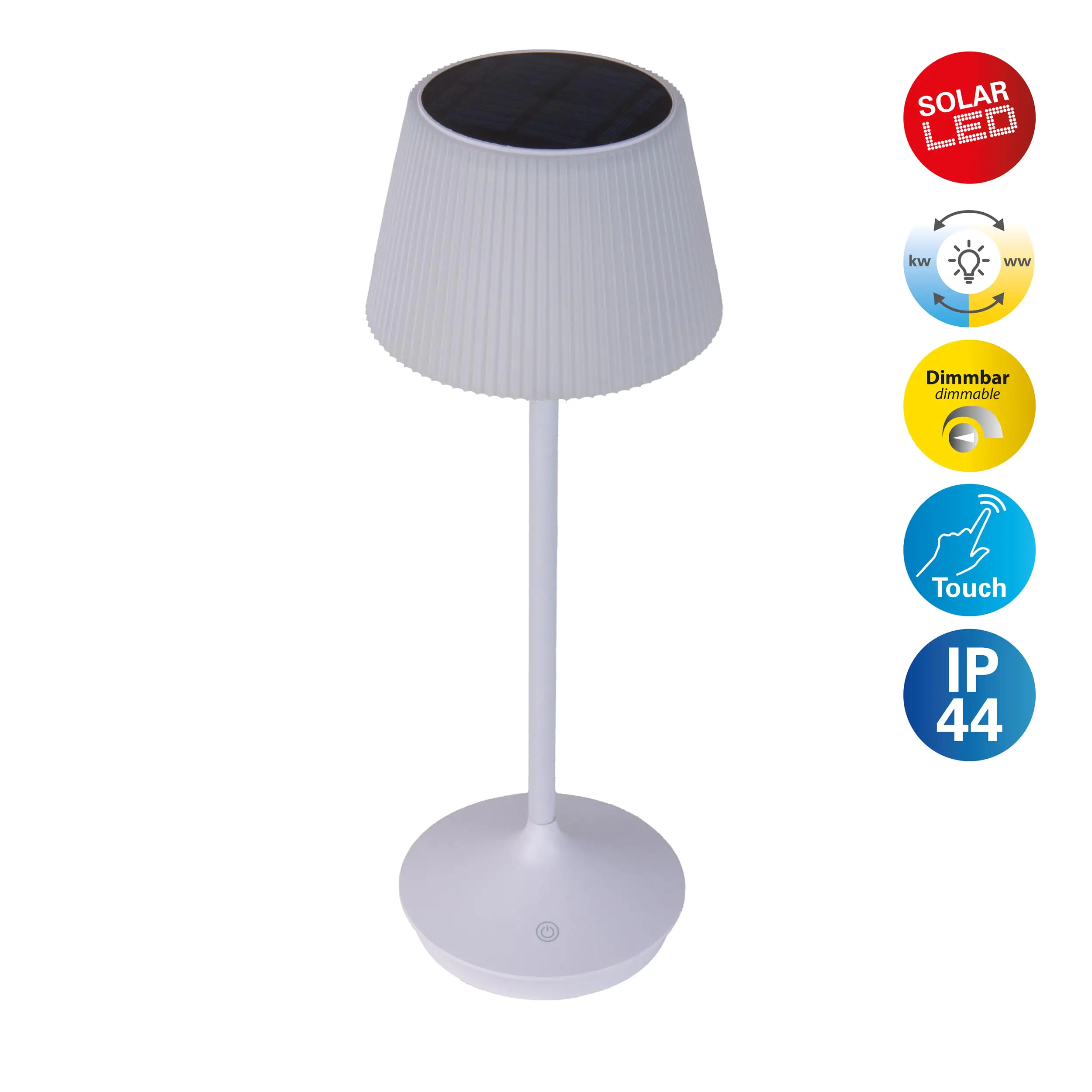 Light & More Solar-Tischleuchte Emmi weiß 38 x 13 cm