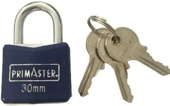 Primaster Vorhängeschloss Messing blau 55 mm inkl. 3 Schlüssel