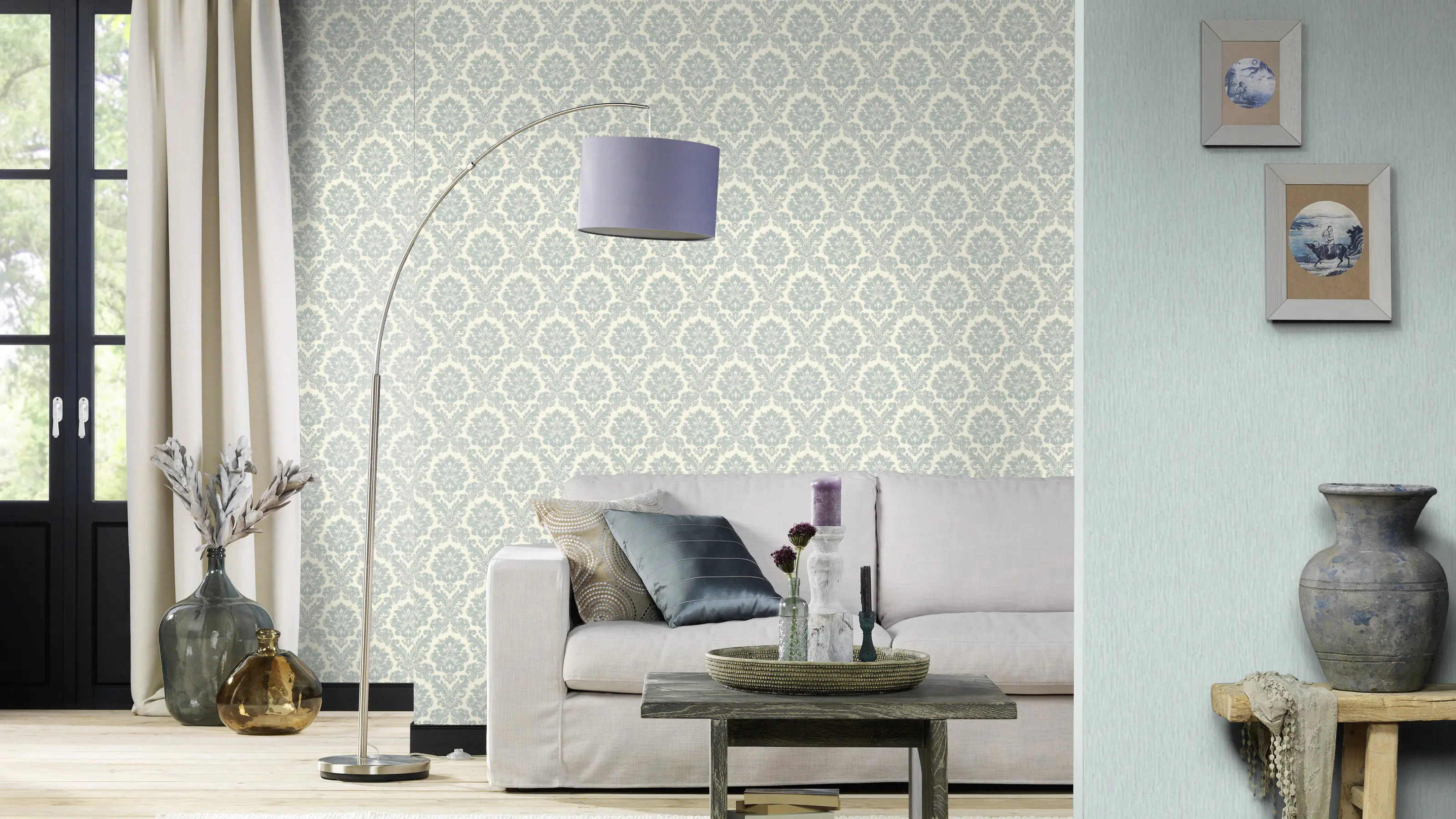 Rasch Vliestapete 570533 Trianon XIII ornament weiß-blau, 10,05 x 0,53 m Rasch Vliestapete 570533 Trianon XIII ornament weiß-blau, 10,05 x 0,53 m
