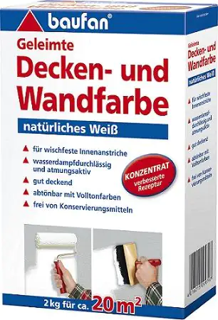 Baufan Geleimte Decken- und Wandfarbe 2 kg weiß