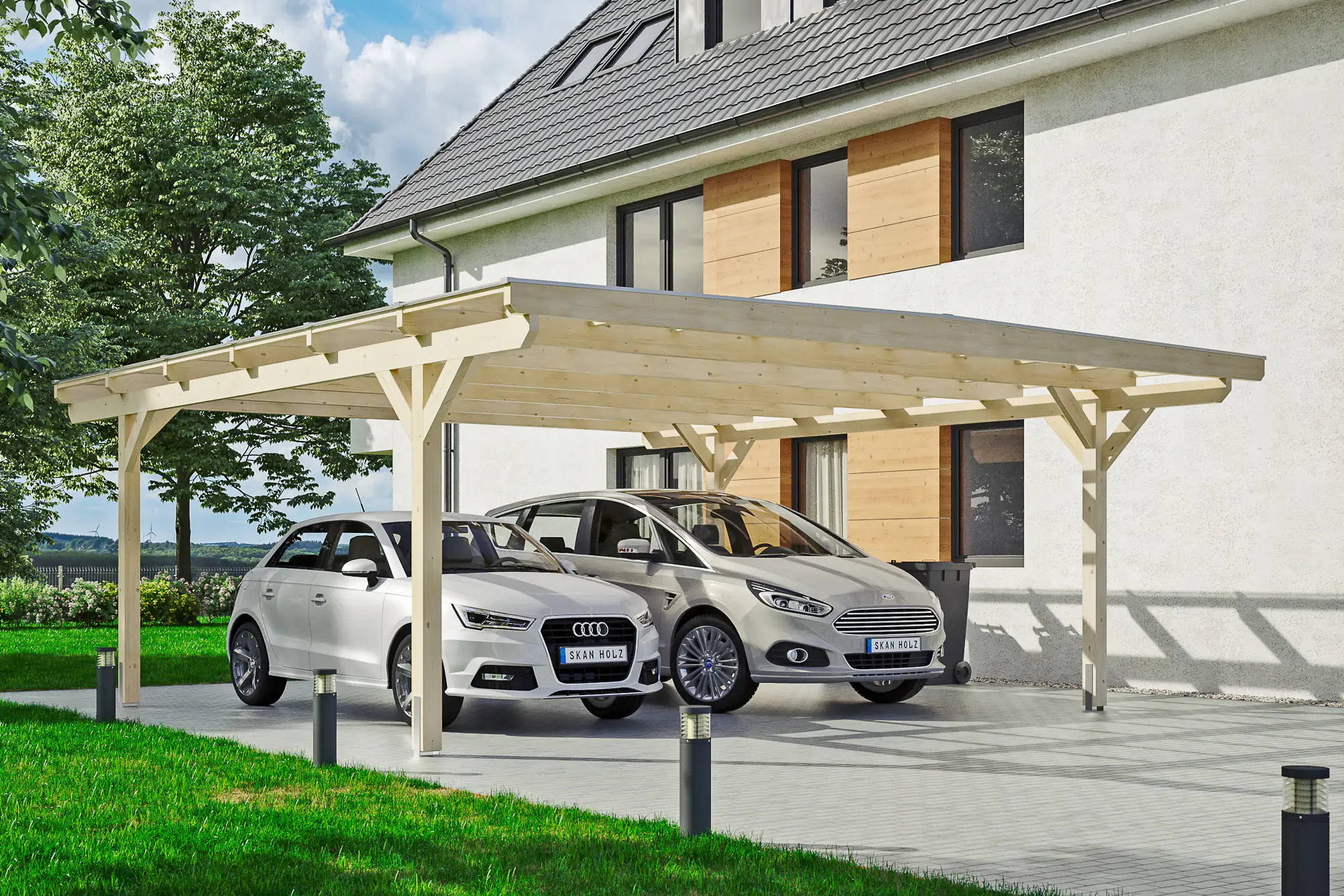 SKAN HOLZ Carport Odenwald 640 x 648 cm, natur