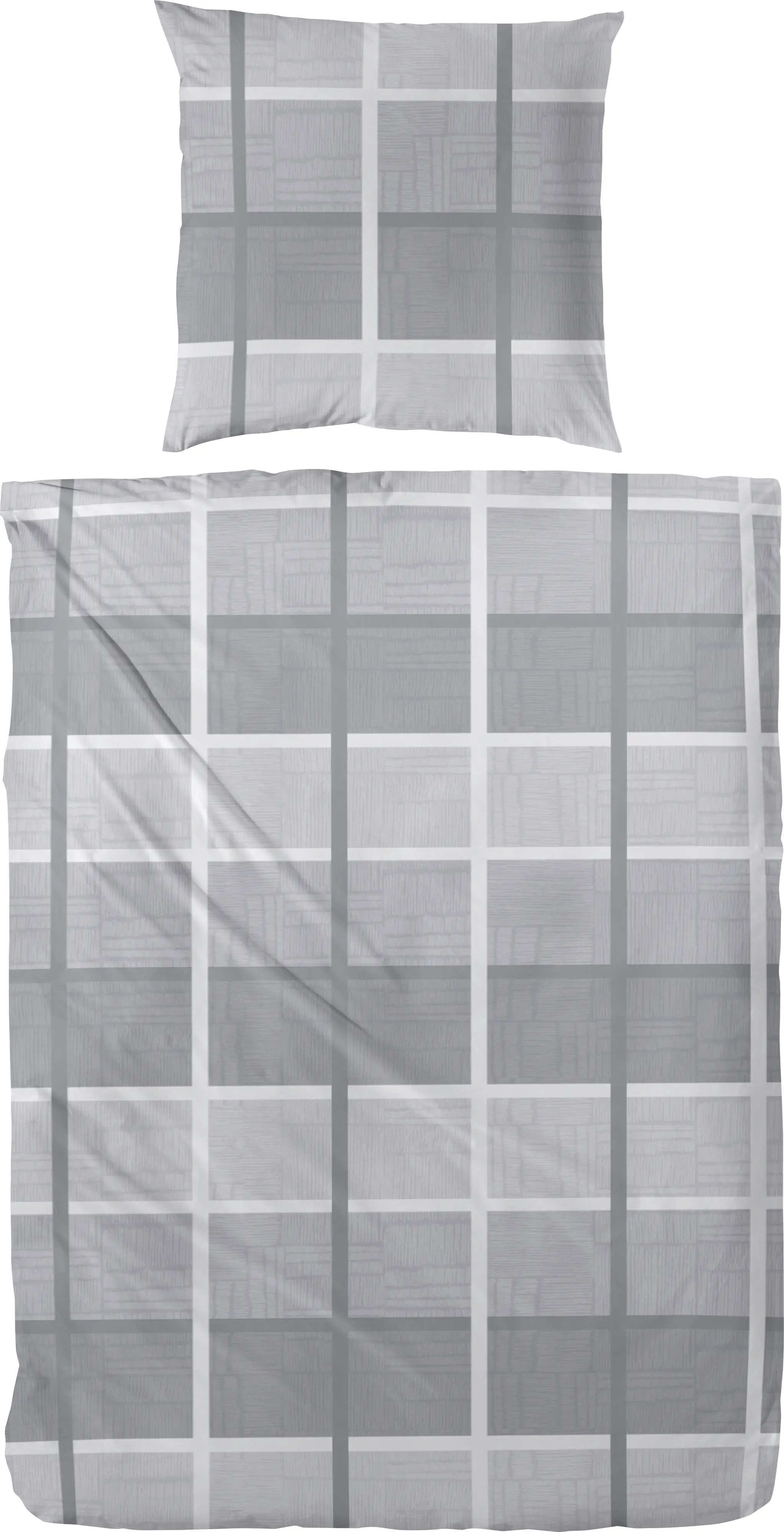 Biber Bettwäsche Karo 155 x 220 cm grau