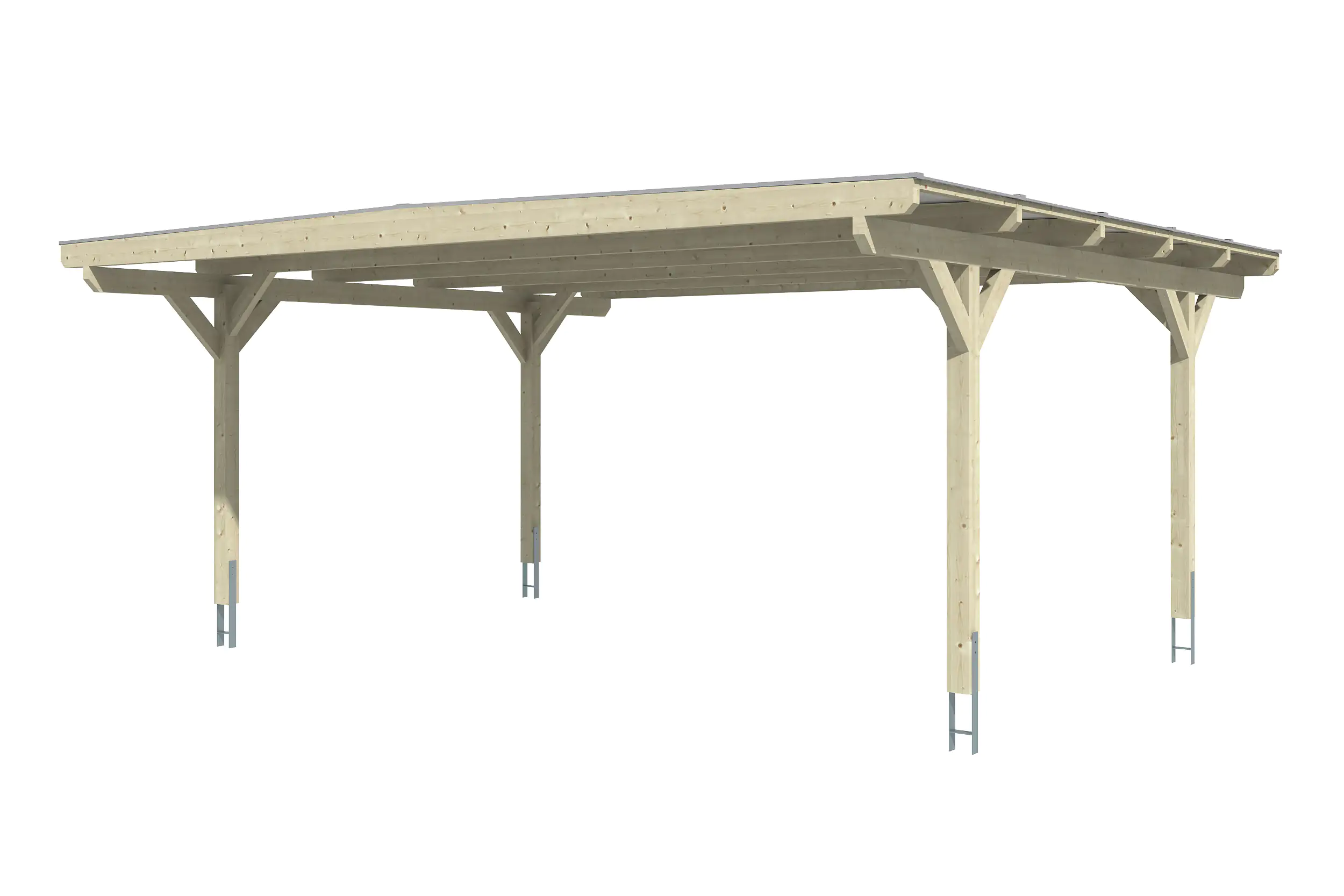 SKAN HOLZ Carport Odenwald 640 x 541 cm, lasiert in Weiß
