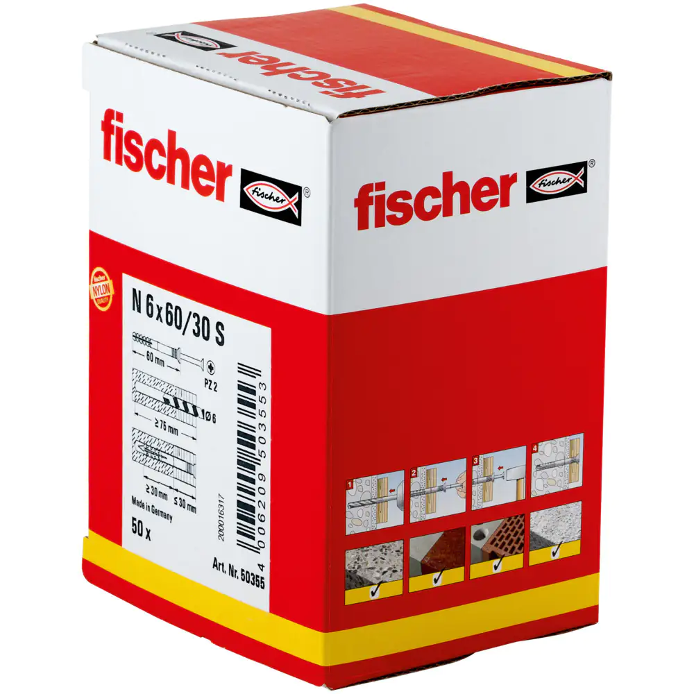 Fischer Nageldübel N 6.0 x 60 mm - 50 Stück Fischer Nageldübel N 6.0 x 60 mm - 50 Stück