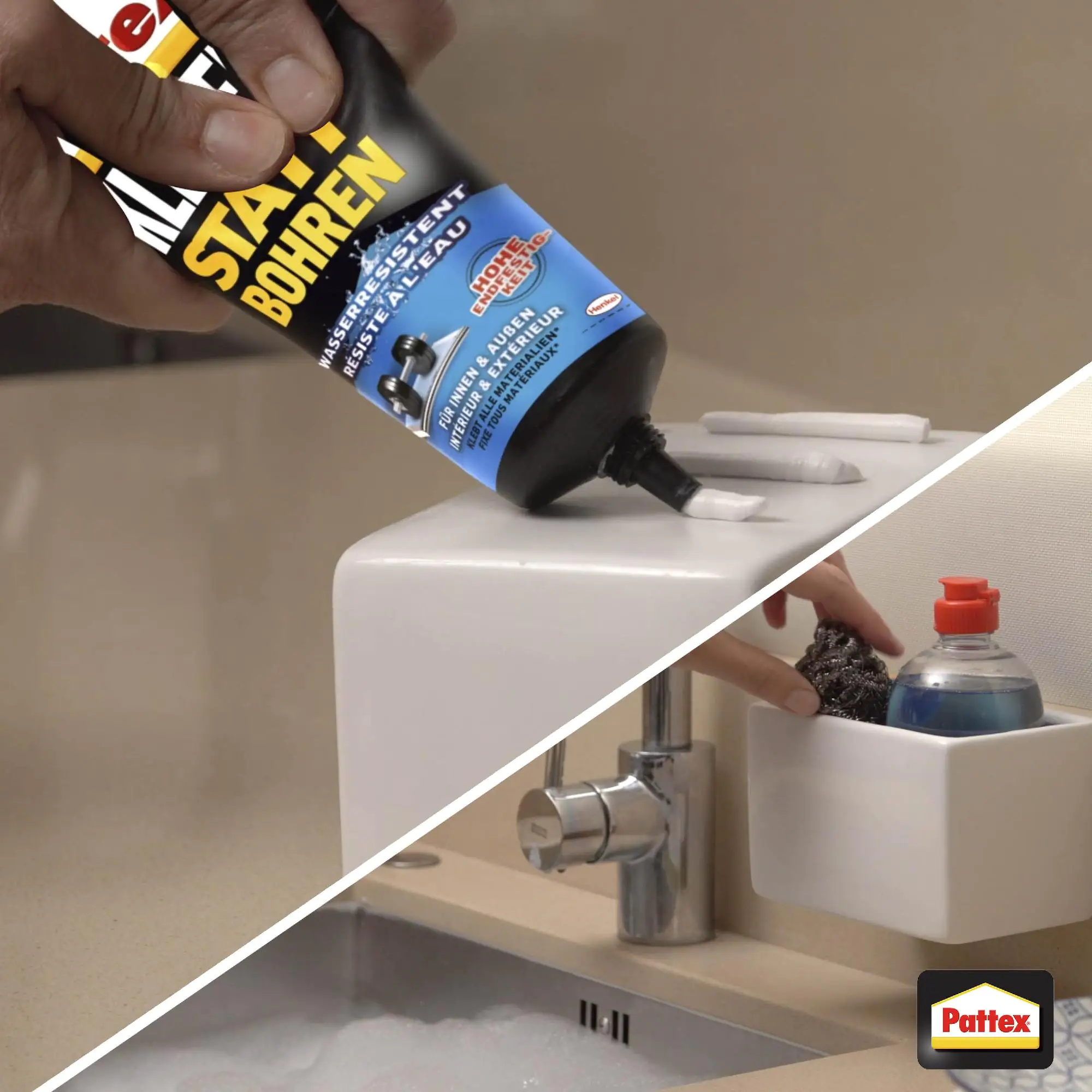 Pattex Montagekleber Kleben statt Bohren Wasserresistent 340 g Tube, weiß Pattex Montagekleber Kleben statt Bohren Wasserresistent 340 g Tube, weiß