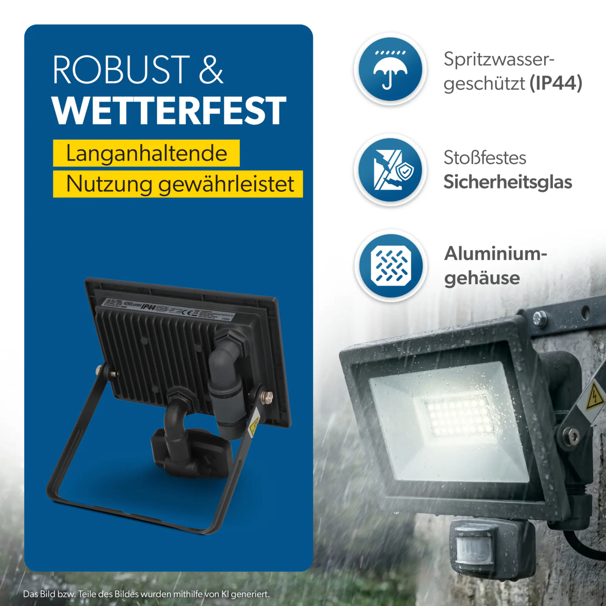 UniTec LED Strahler anthrazit mit Bewegungsmelder 35 W 4250 lm 