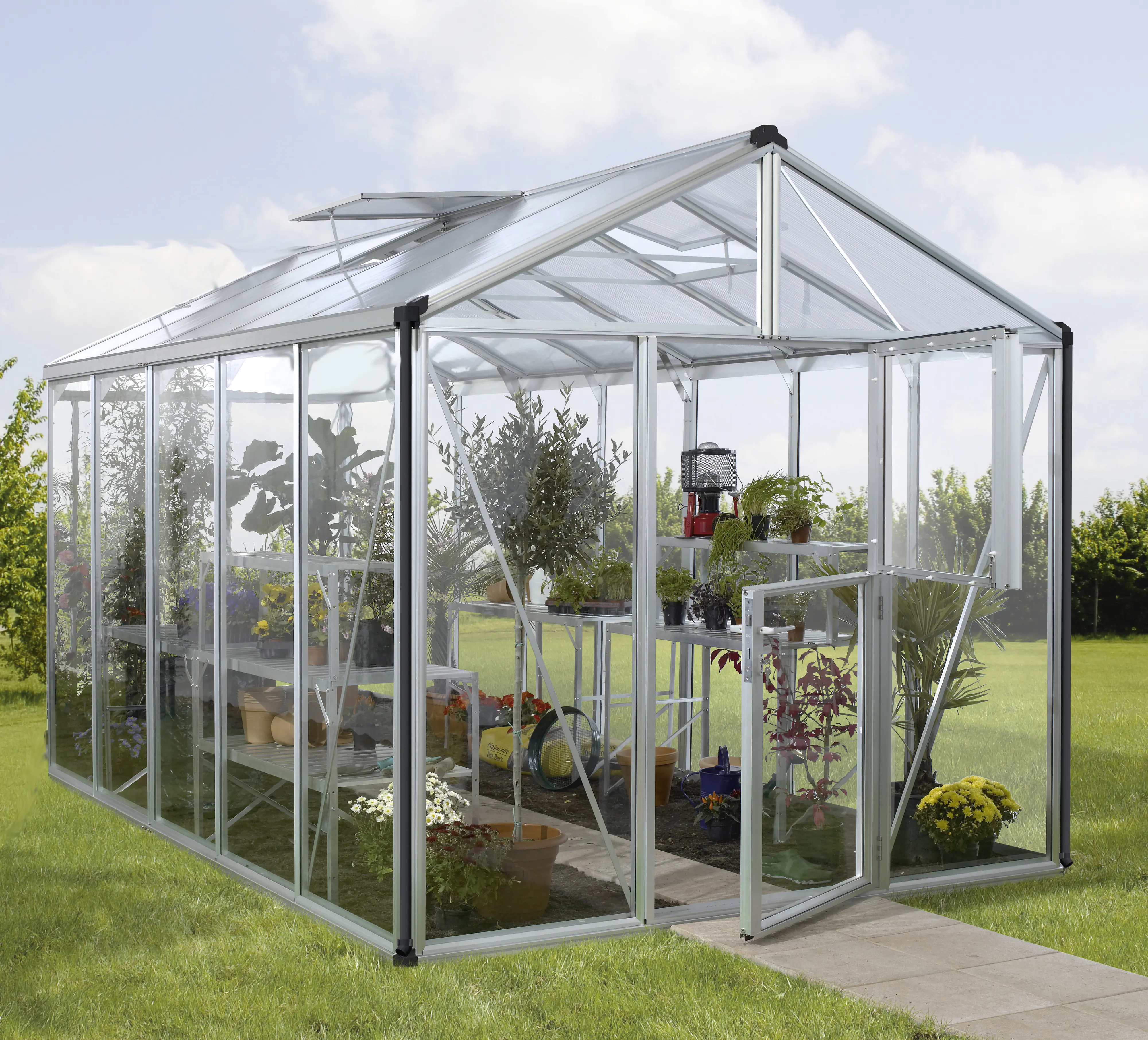 Vitavia Gewächshaus-Set Zeus 10000 ESG/HKP alu 266 x 398 cm 
