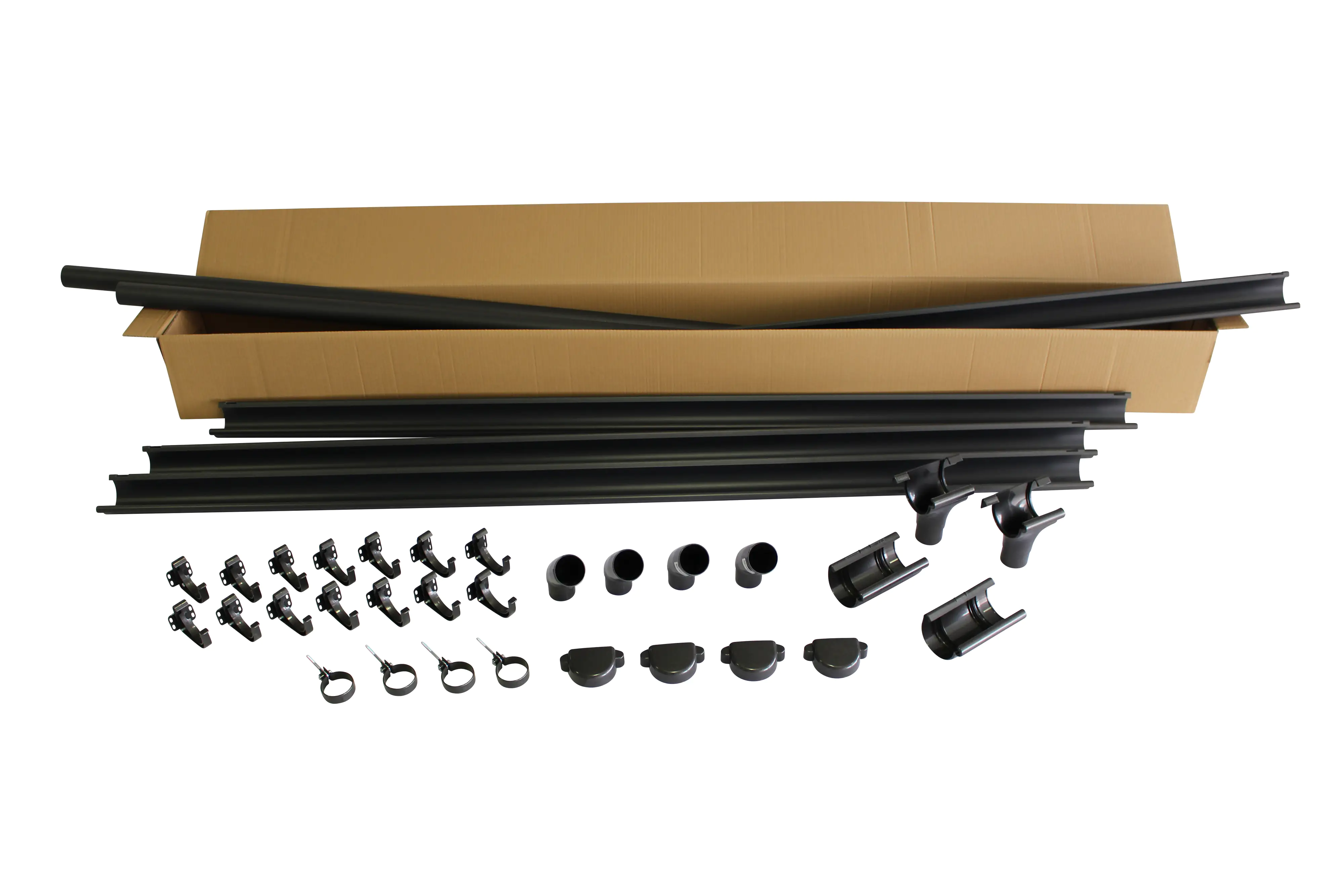 Marley Dachrinnen-Komplettset RG 75 für Block- und Gartenhäuser bis 4 m anthrazit-met.