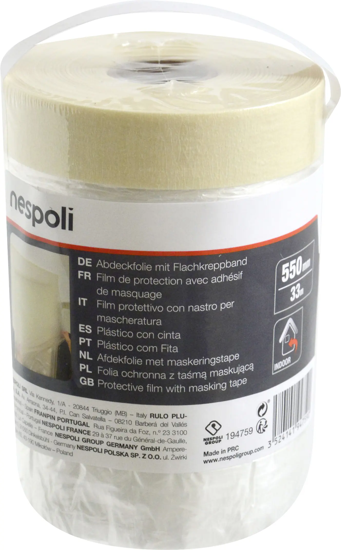 Nespoli Abdeckfolie mit Flachkreppband 33 m x 55 cm