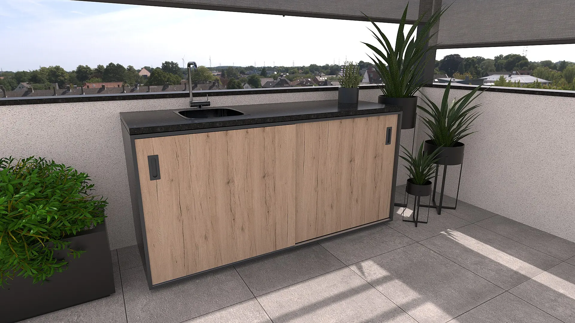 Bellano Living Element für Outdoorküchen inkl. Spüle links mit 2 Türen eiche granit Bellano Living Element für Outdoorküchen inkl. Spüle links mit 2 Türen eiche granit