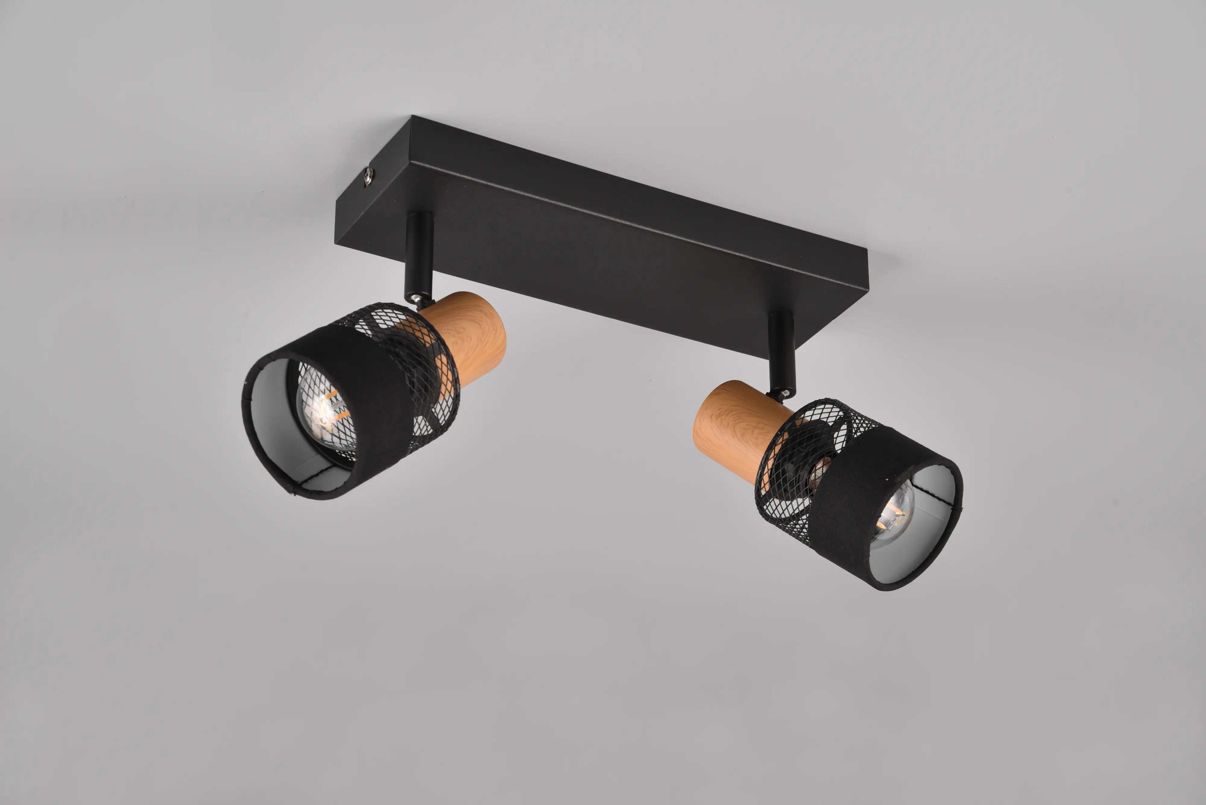 Trio Deckenstrahler 2er Spot Nandini E14 schwarz, Metall, Holz