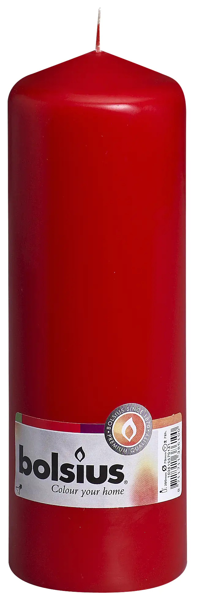 Bolsius Stumpenkerze rot, Höhe 20 cm, Ø 6,8 cm