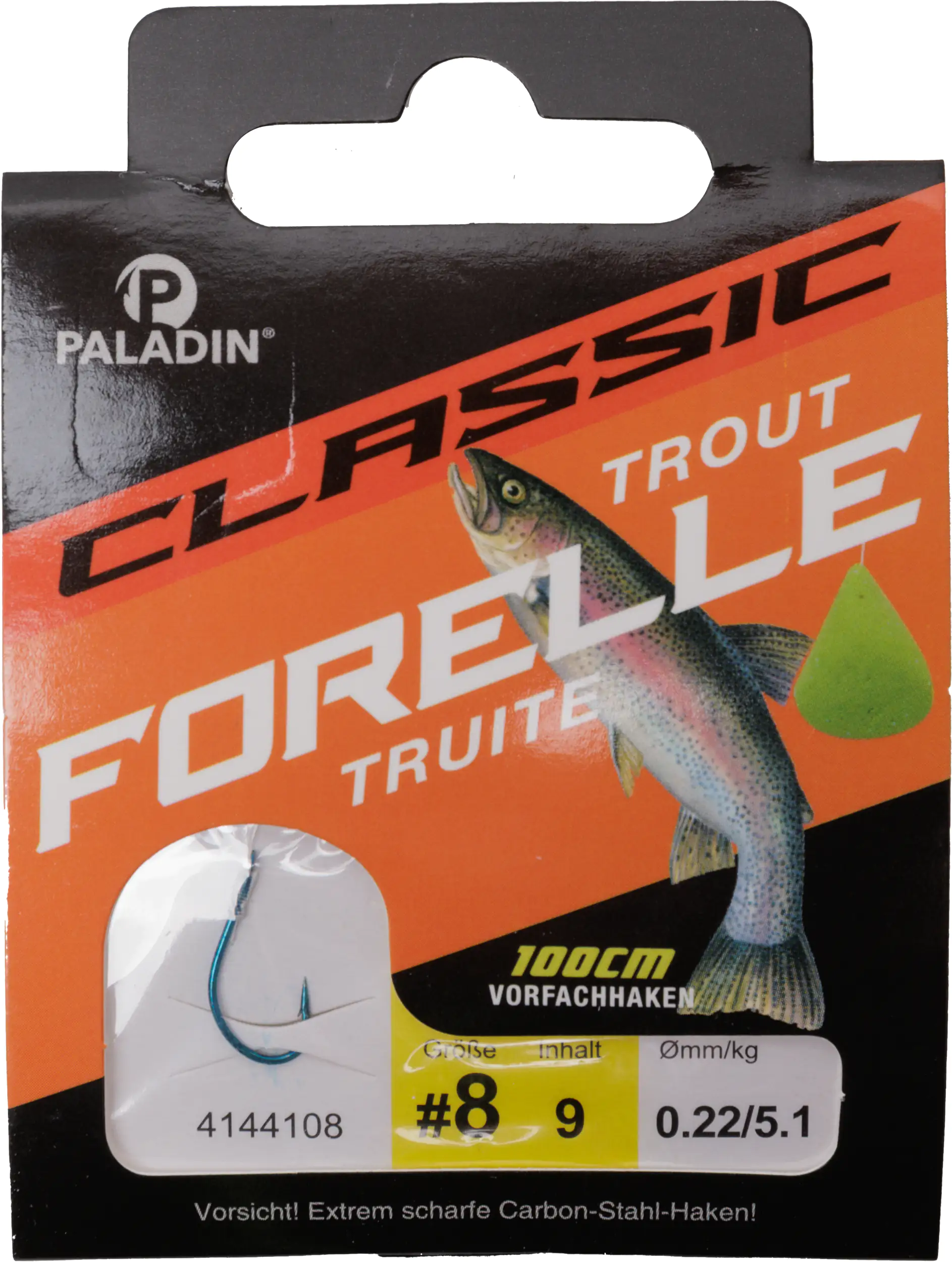 Paladin Forellenhaken gebunden Größe 8 100 cm 9 Stück blau 
