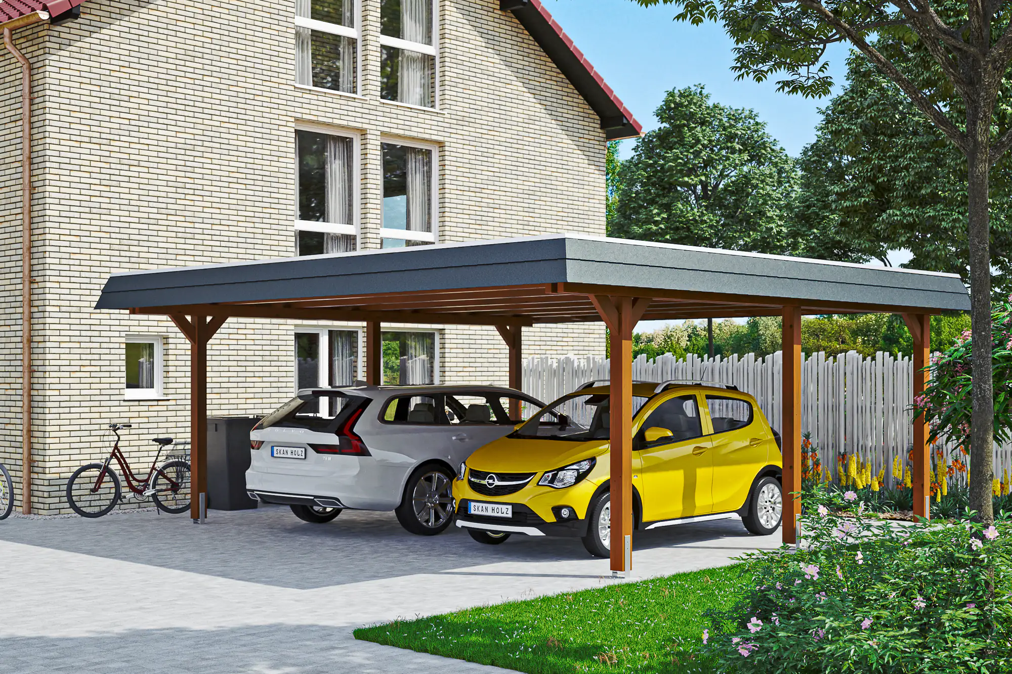 SKAN HOLZ Carport Wendland 630 x 637 cm mit Aluminiumdach