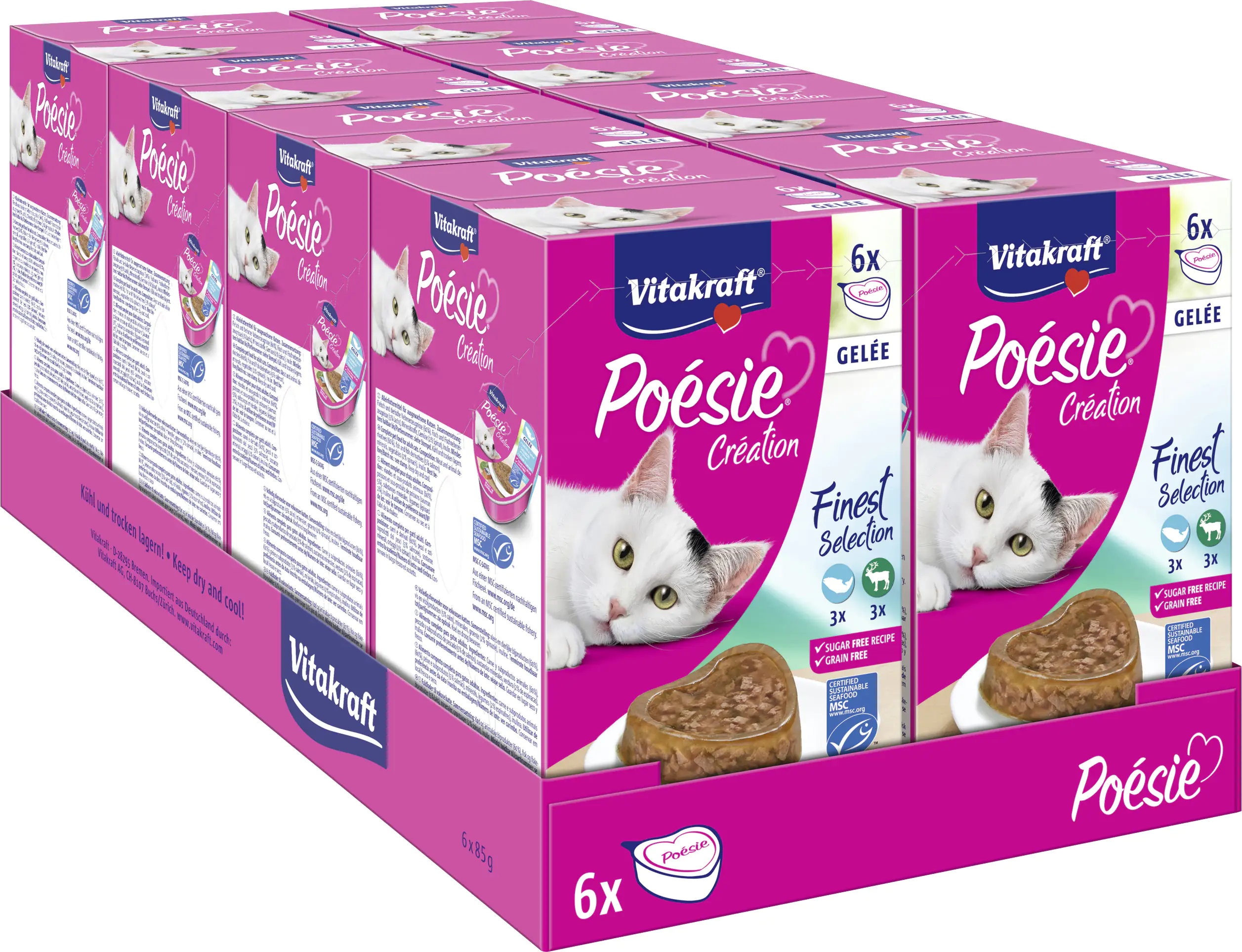 Vitakraft Poésie Katzenfutter Gelée Wild & Lachs 6 x 85 g