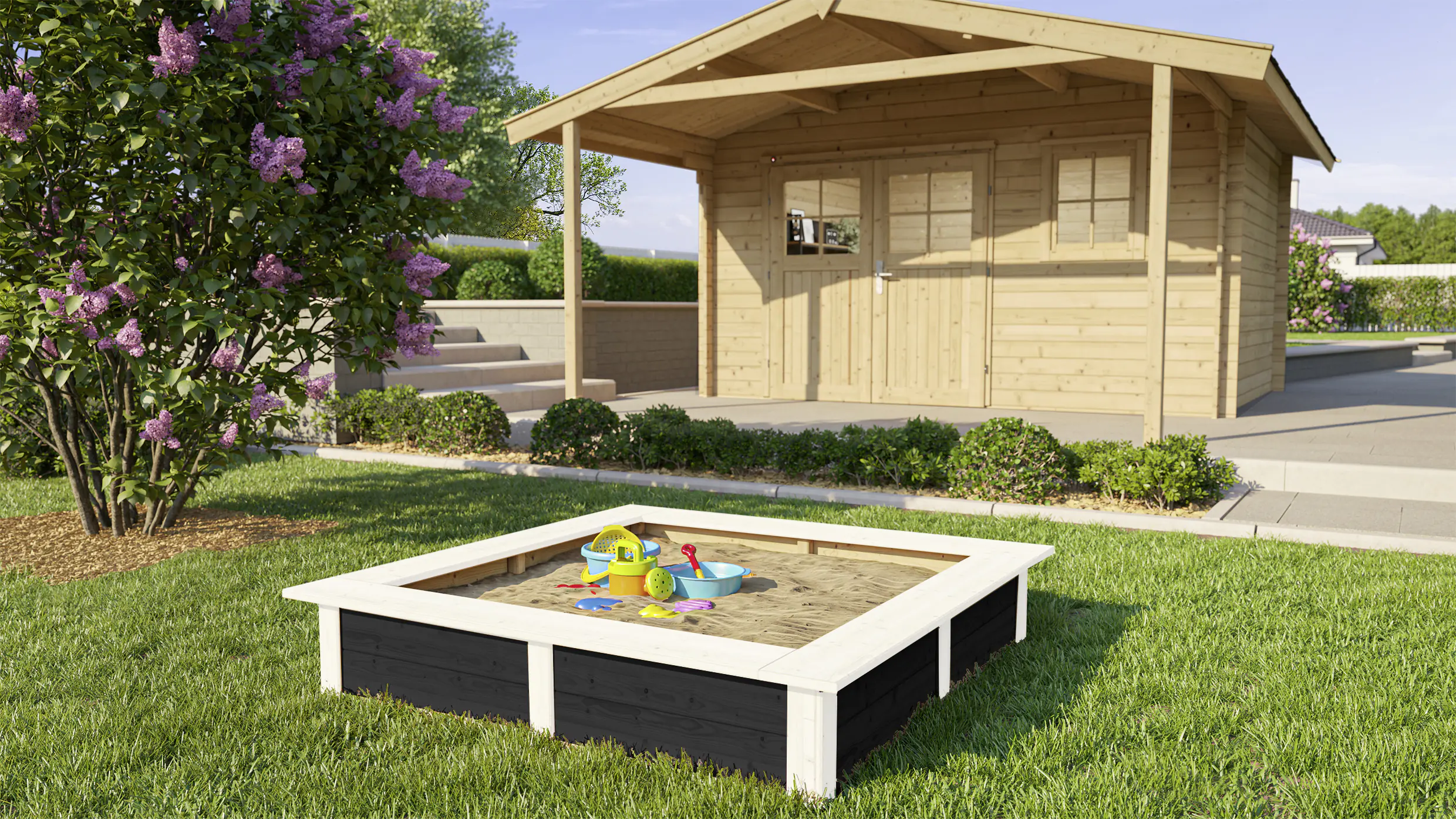 Weka Sandkasten Aina 119 x 119 cm anthrazit-weiß