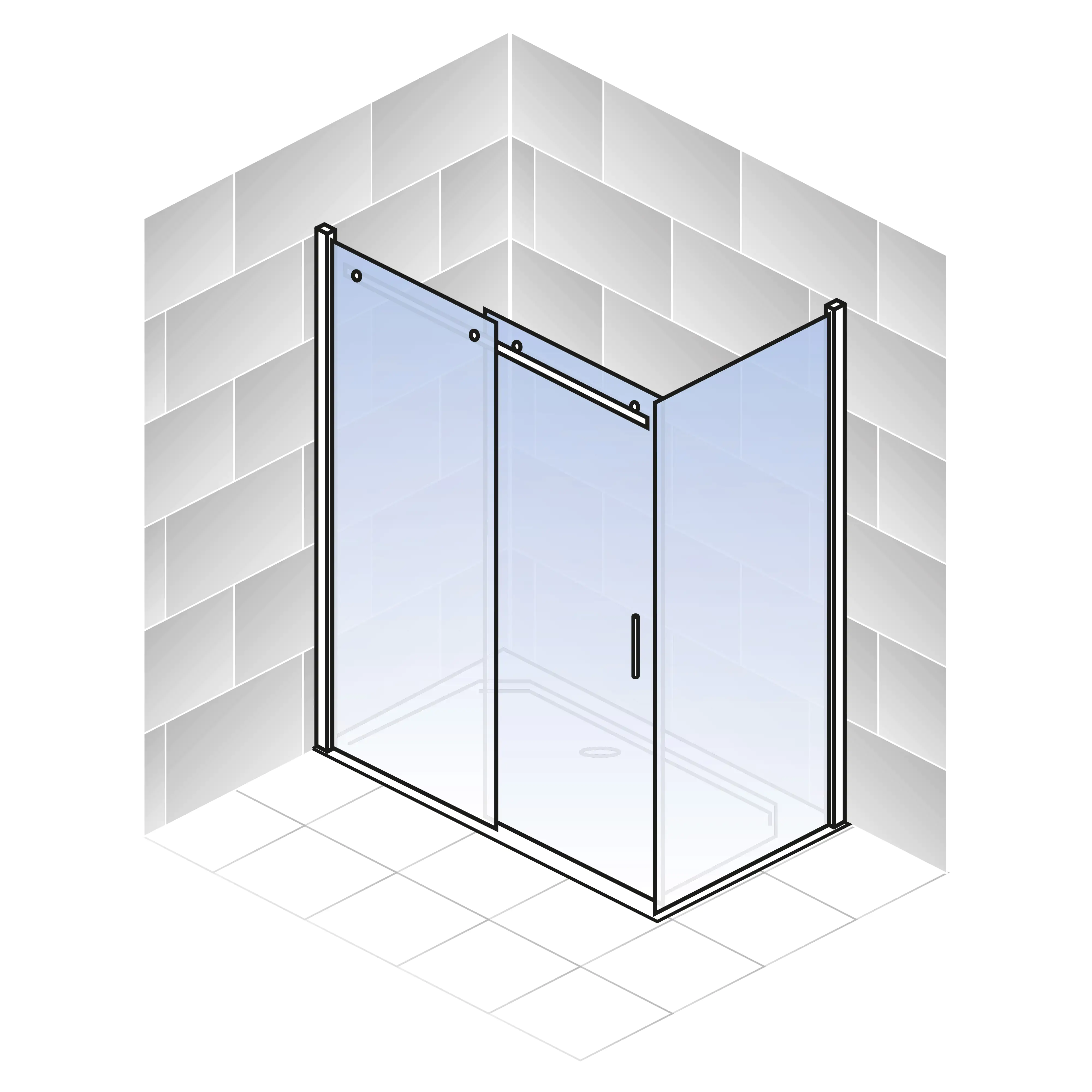 Schulte Schiebetür mit Seitenwand Alexa Style 2.0 120 x 90 cm mattschwarz