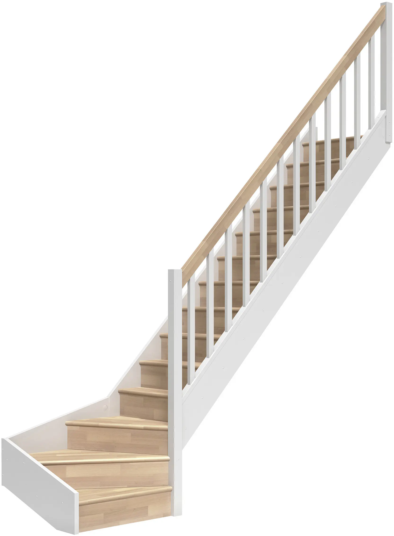 Dolle Raumspartreppen Paris 1/4-gew. Buche weiß inkl. Geländer