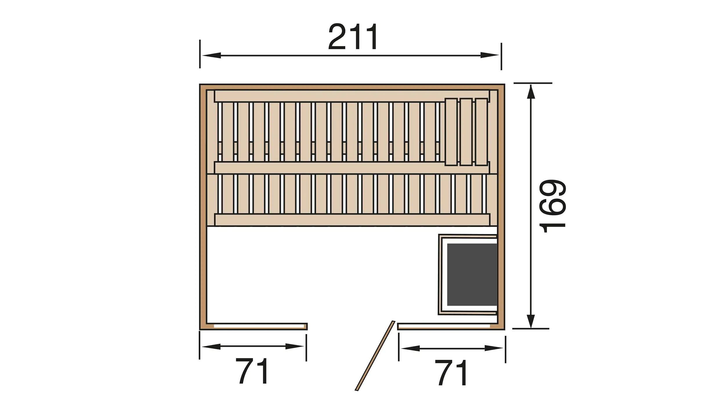 Weka Massivholz-Elementsauna Kemi Panorama 2 mit Glastür, 2 Fenstern und Saunaofen Weka Massivholz-Elementsauna Kemi Panorama 2 mit Glastür, 2 Fenstern und Saunaofen